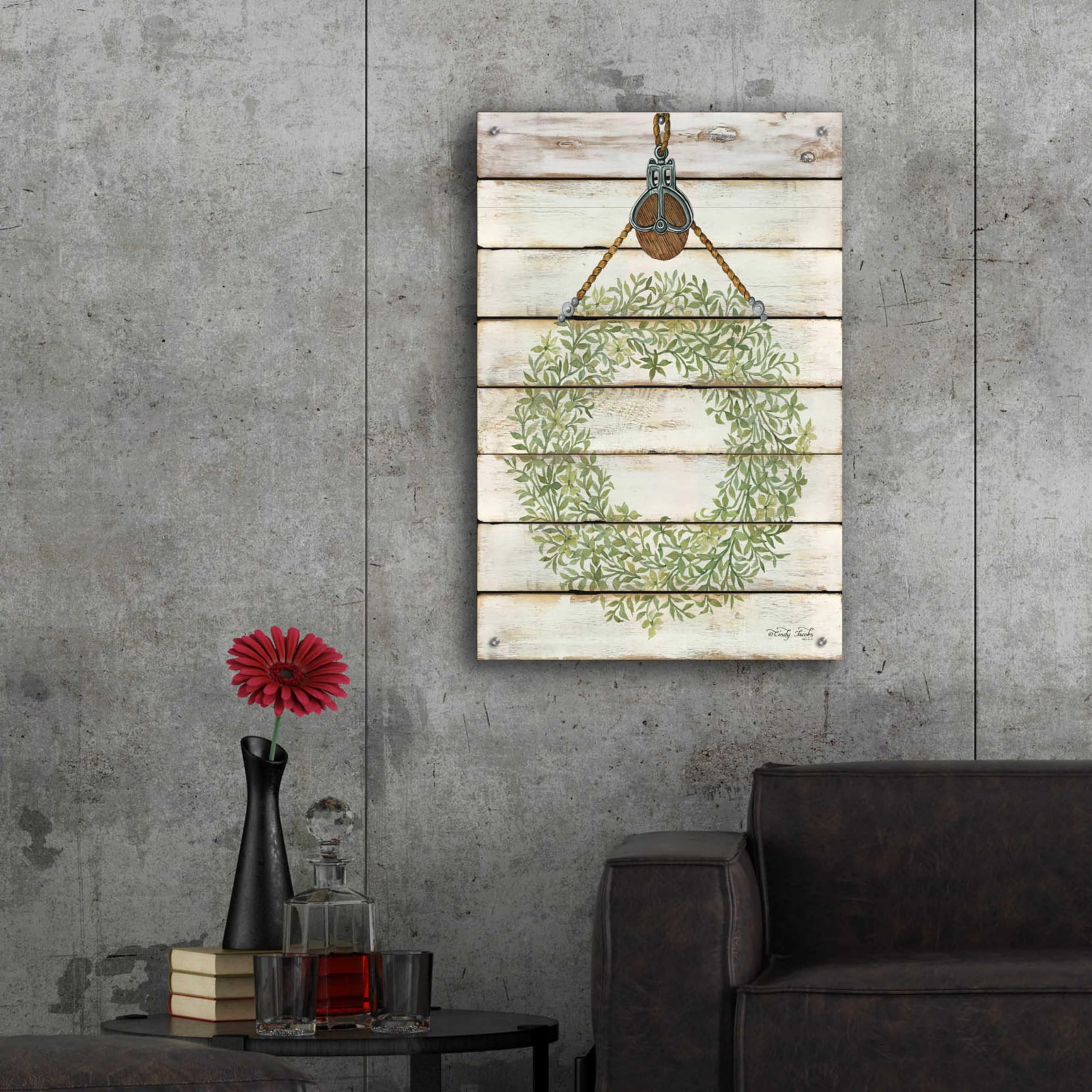 Epic Art 'Pully Hanging Wreath' by Cindy Jacobs - 24x36 Inch Acrylic Glass Wall Decor - Modern Home Artwork for Living Room, Bedroom & Office Decor
