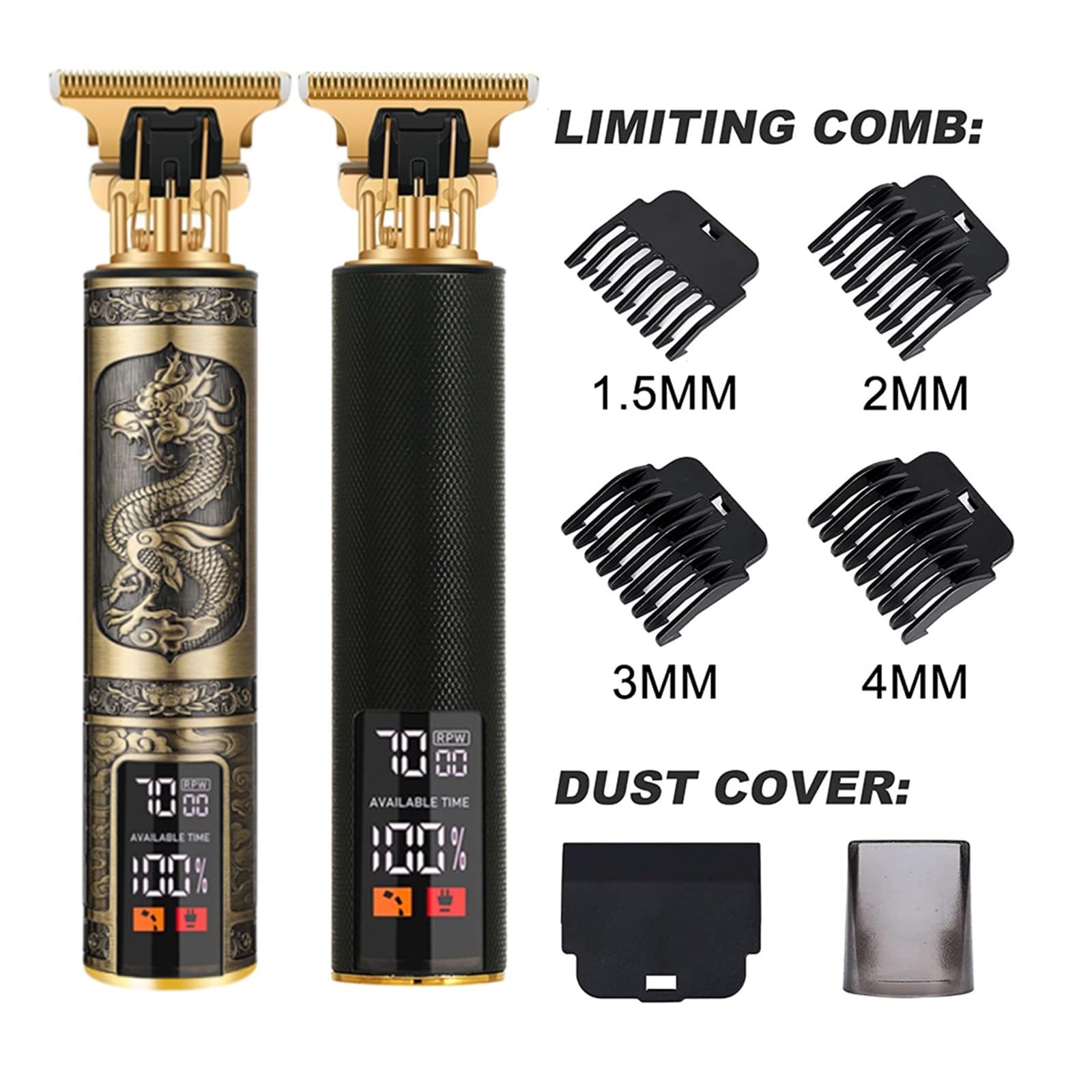Upgraded Electric Barber T9 Hair Clipper - Rechargeable LCD Display, Retro Oil Head for Precision Haircut & Beard Trimming (LCD Dragon 1.0) - Perfect for Home Grooming & Professional Barbershops