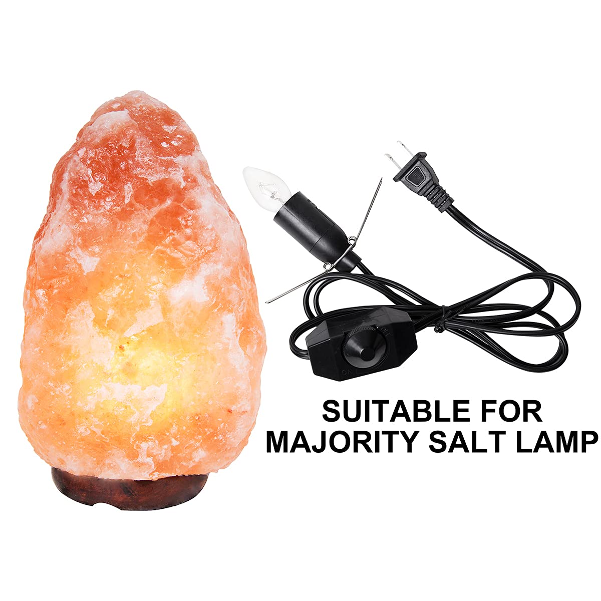 Salt Lamp Cord Replacement with Dimmer Switch - 5ft Power Cord & 6-Pack 15W Halogen Bulbs for Himalayan Salt Lamps - Perfect for Home, Office, and Spa Relaxation