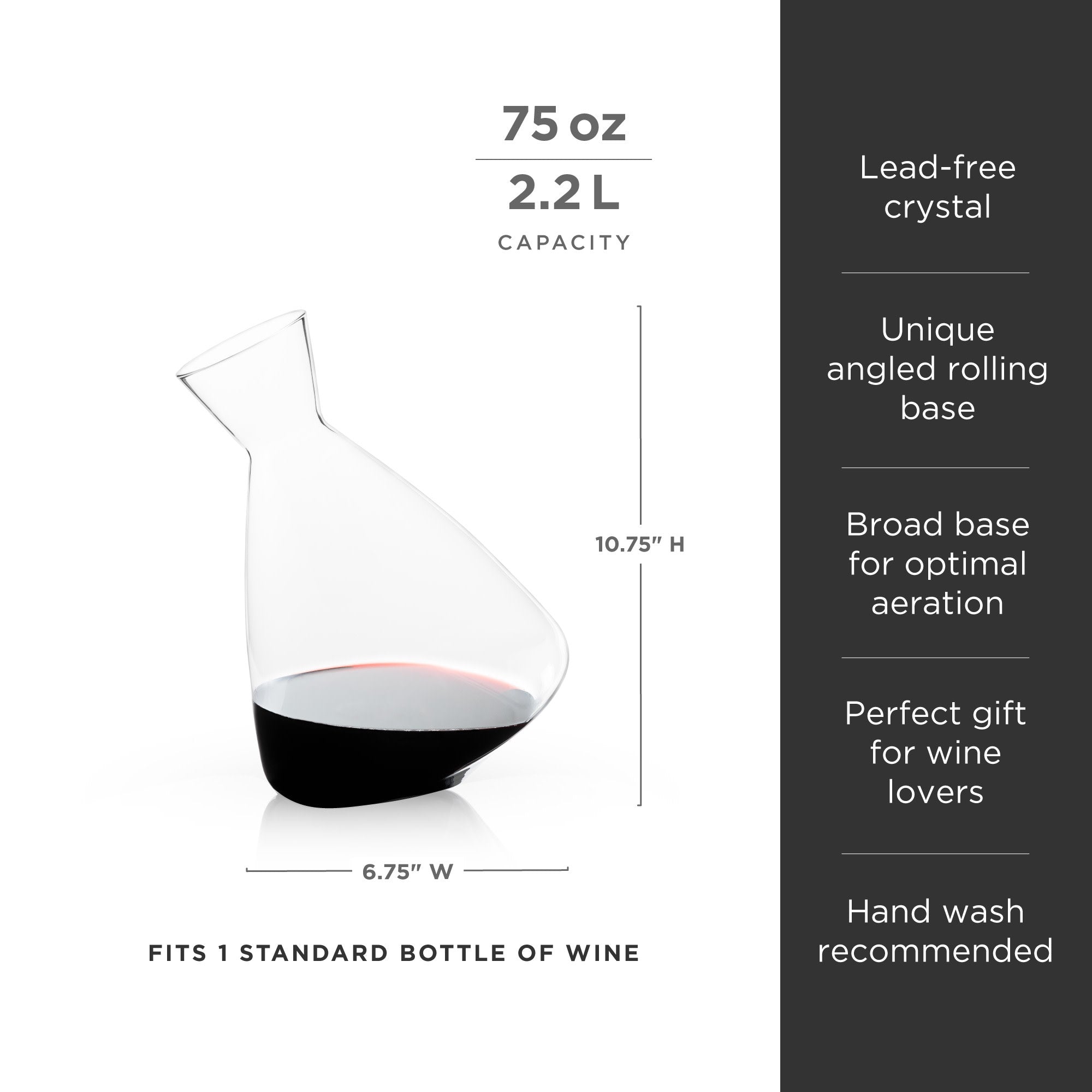 Premium Crystal Wine Decanter with Aerator Spout - Elegant Glass Carafe for Red Wine Aeration & Serving - Perfect for Dinner Parties, Wine Tasting & Gifts