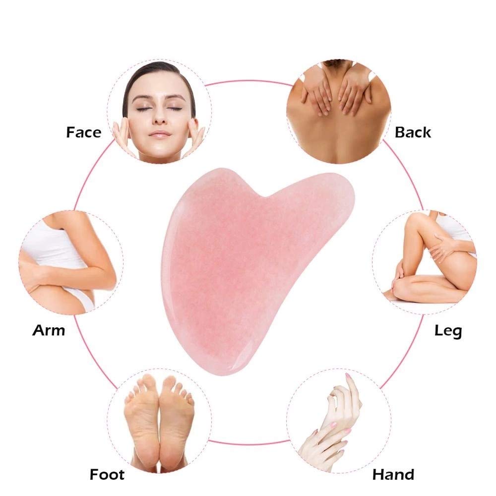Vinayakart Rose Quartz Face Roller Set with Natural Stone Massage Tool - Rose Gold Facial Massager for Skin Care, Anti-Aging & Lymphatic Drainage | Perfect for Home Spa, Self-Care Routine & Gift Giving
