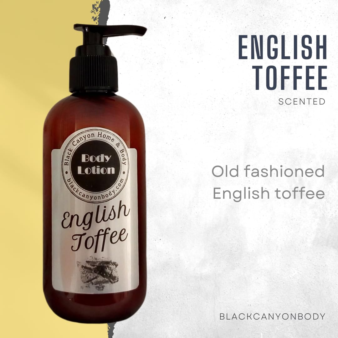 Black Canyon English Toffee Scented Body Lotion with Lanolin & Jojoba Oil - 1 Gallon Size for Dry Skin Care & Moisturizing - Perfect for Spa, Massage & Home Relaxation