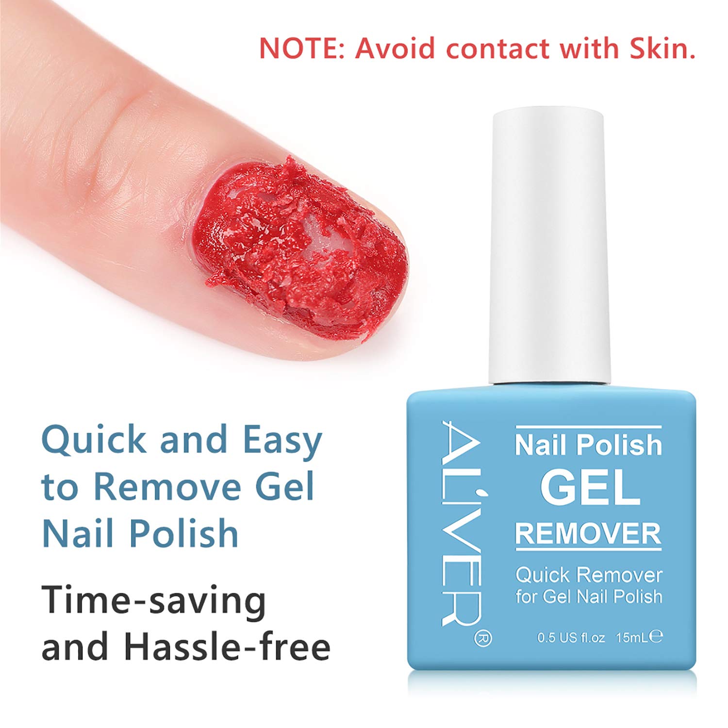 Aliver Gel Nail Polish Remover - Fast Acting Soak Off Gel Remover for Professional Results at Home - Gentle 3 Minute Nail Treatment Without Damage (15mL) - Perfect for DIY Manicures & Salon-Quality Nail Care