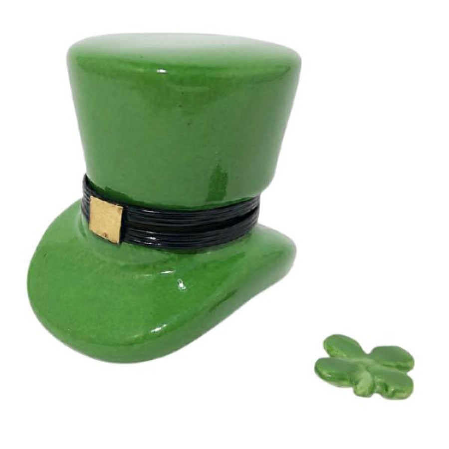 Leprechaun Hat Limoges Box - Hand-Painted Irish Collectible Trinket Box for St. Patrick's Day Decor & Gift Giving