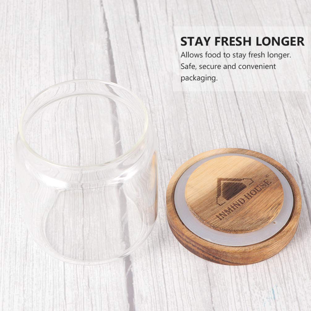 DOITOOL 3-Piece Glass Grain Storage Jars with Wooden Lids - Airtight Food Containers for Tea, Coffee, Dried Fruits, Spices & Pantry Organization | Perfect for Kitchen, Office & Home Decor