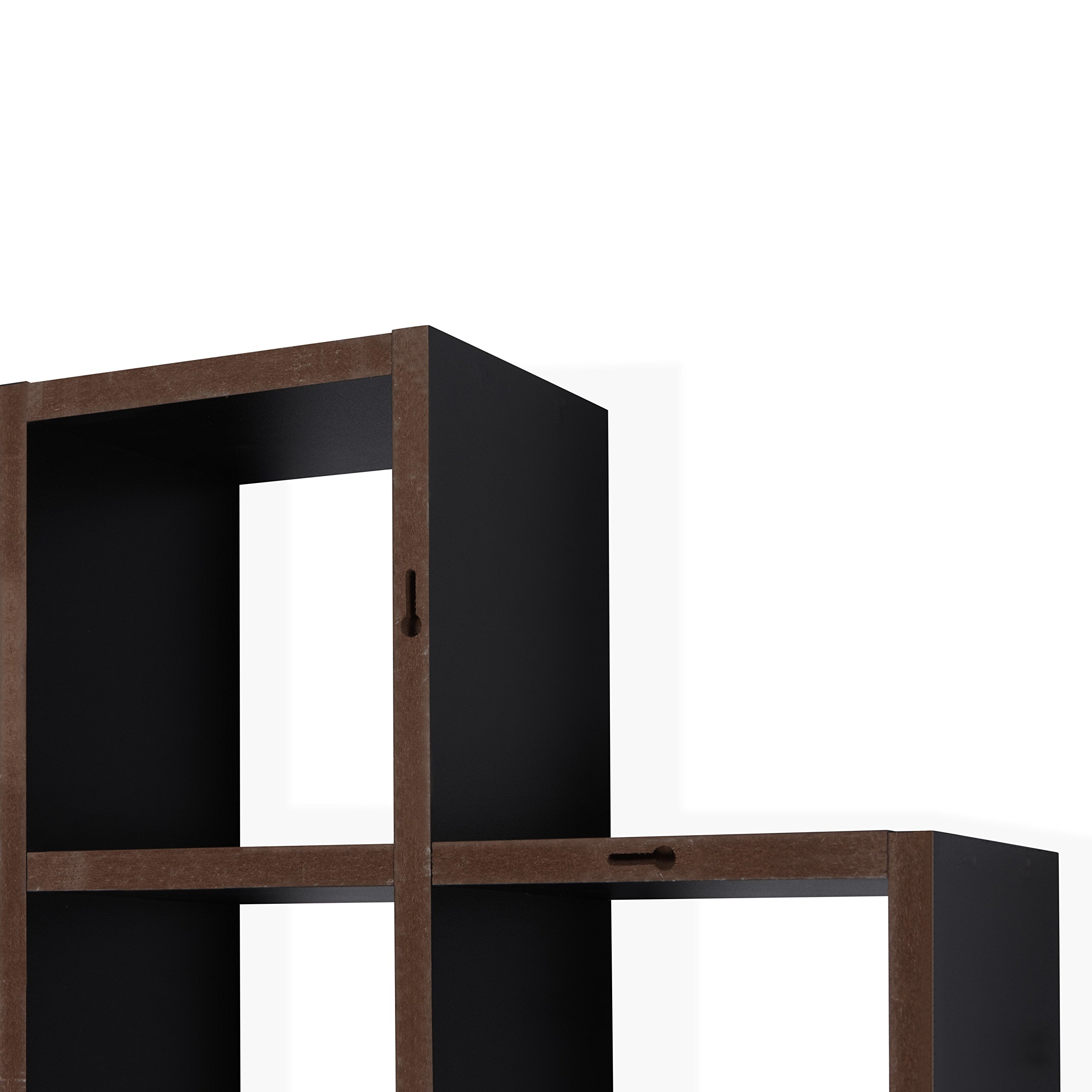 Danya B. Cubby Chessboard Wall Shelf - Horizontal or Vertical Mount, Black Wooden Organizer for Living Room, Bedroom & Office Storage