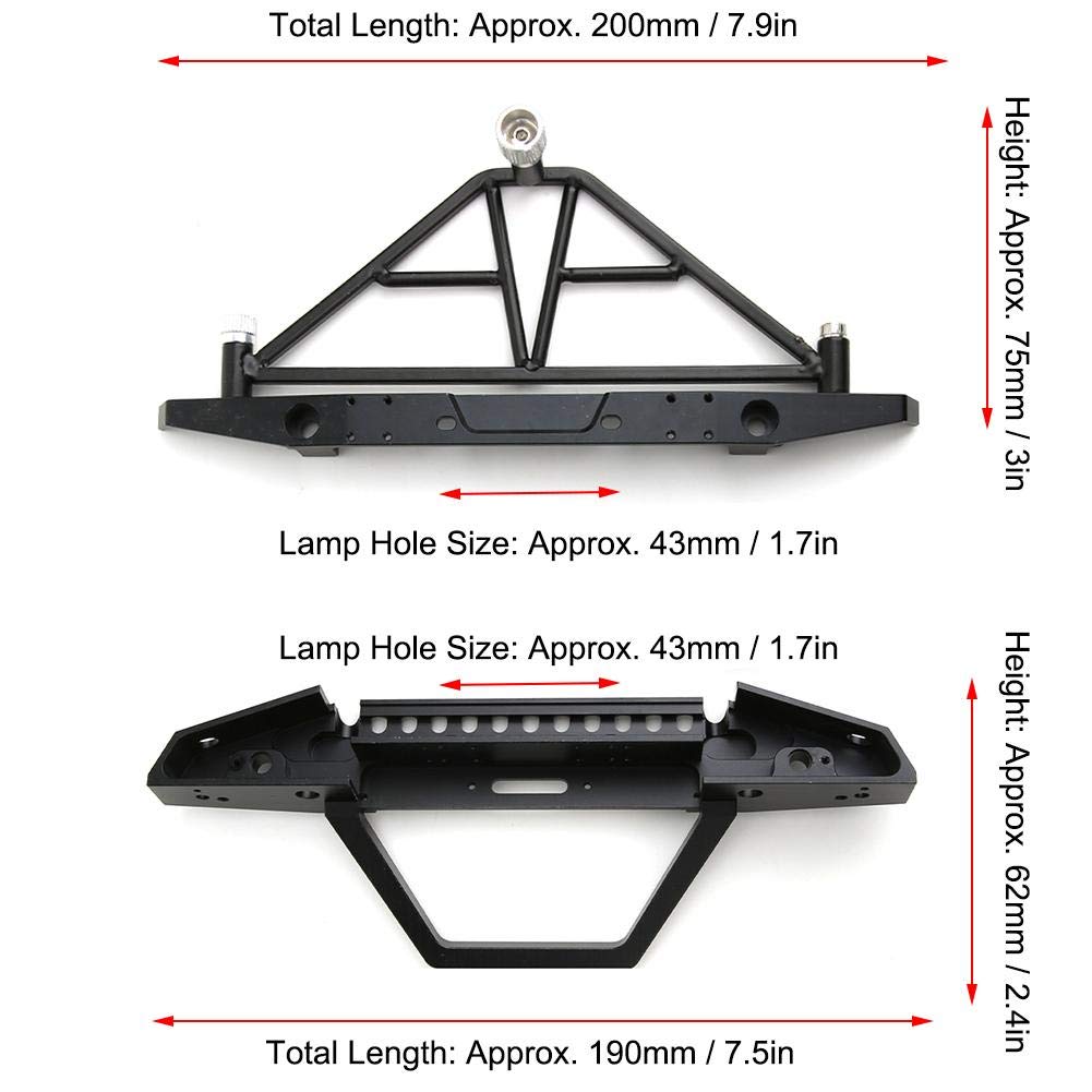 Tbest Heavy-Duty Metal RC Bumper for SCX10 90046 1/10 Scale RC Cars - Front & Rear Bumper Bar with Mounts - Durable Off-Road Accessory for Crawler & Trail Driving