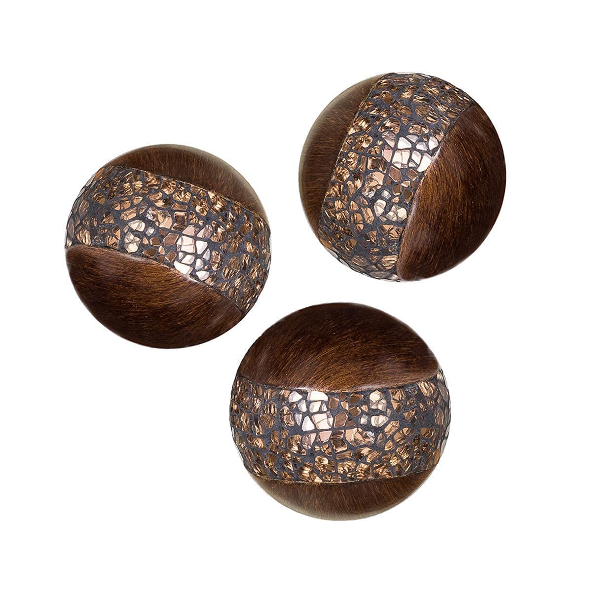 Schonwerk Brown Resin Centerpiece Bowl with 3 Matching Orbs - Elegant Coffee Table Decor for Living Room & Dining Room - Home Decor Accent Piece for Mantel, Entryway, and Wedding Centerpieces - Perfect for Holiday Gatherings and Dinner Parties