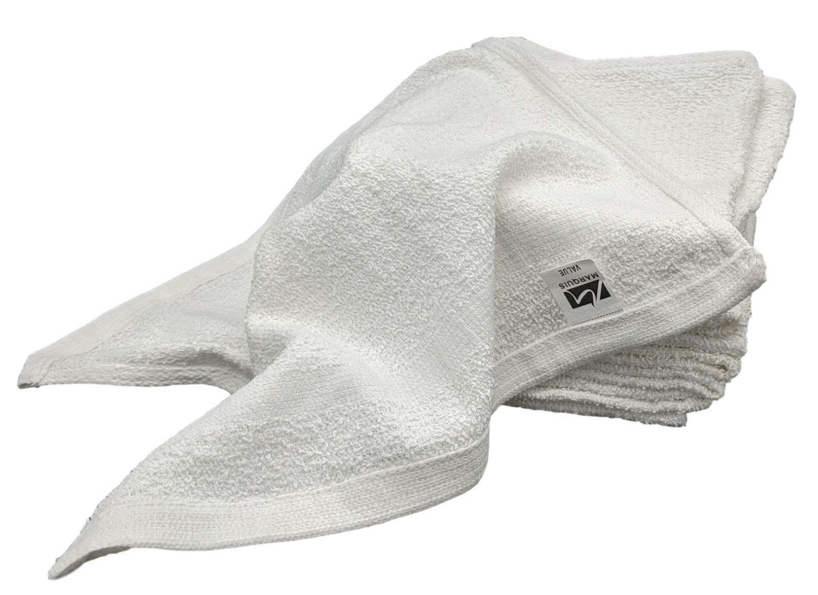 600 Pack 12x12 Inch White Cotton Rags - Reusable Lightweight Thin Cleaning Cloths for Wood Staining, Painting, Crafts, Garage & Auto Detailing - 1lb per Dozen - Perfect for DIY Projects, Home Cleaning & Workshop Use