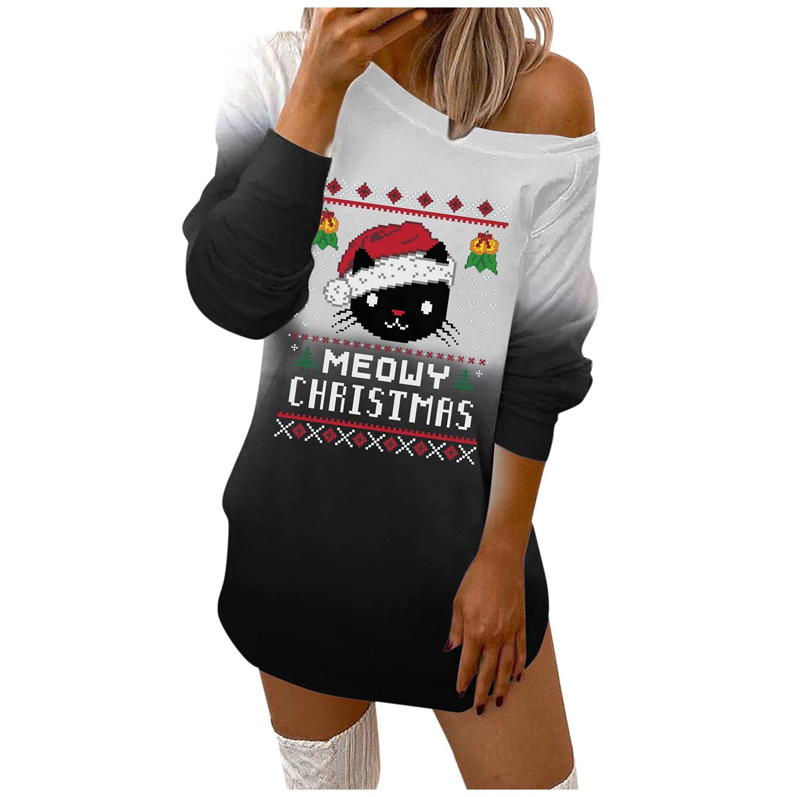 YHAIOGS Women's Long Sleeve Crewneck Dress - Fall & Summer Plus Size Casual Dress for Christmas & Everyday Wear | Perfect for Office, Party & Holiday Outfits