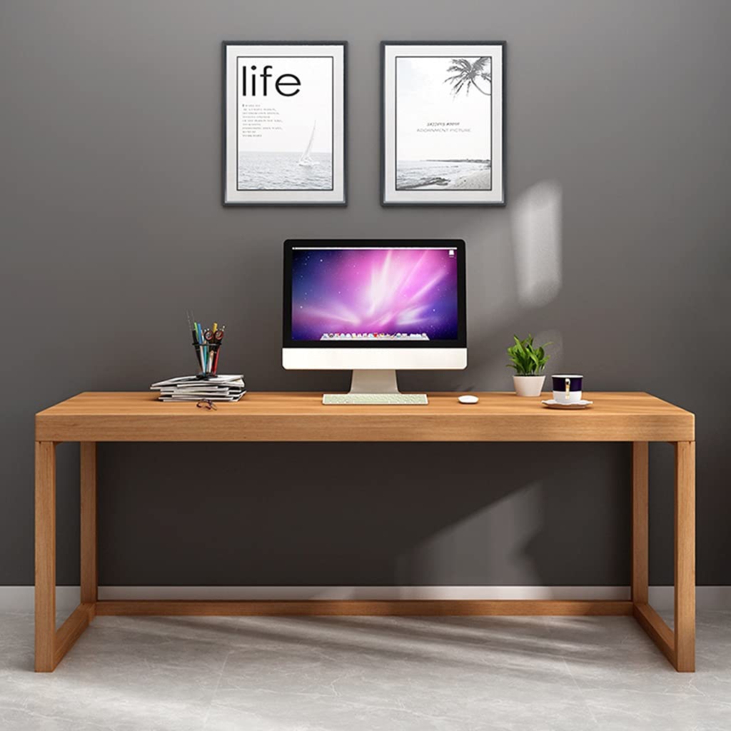 Solid Wood Computer Desk - 5cm Thick Desktop, Simple Study & Conference Table, Easy Assembly (100x50x75cm) - Perfect for Home Office, Gaming & Remote Work