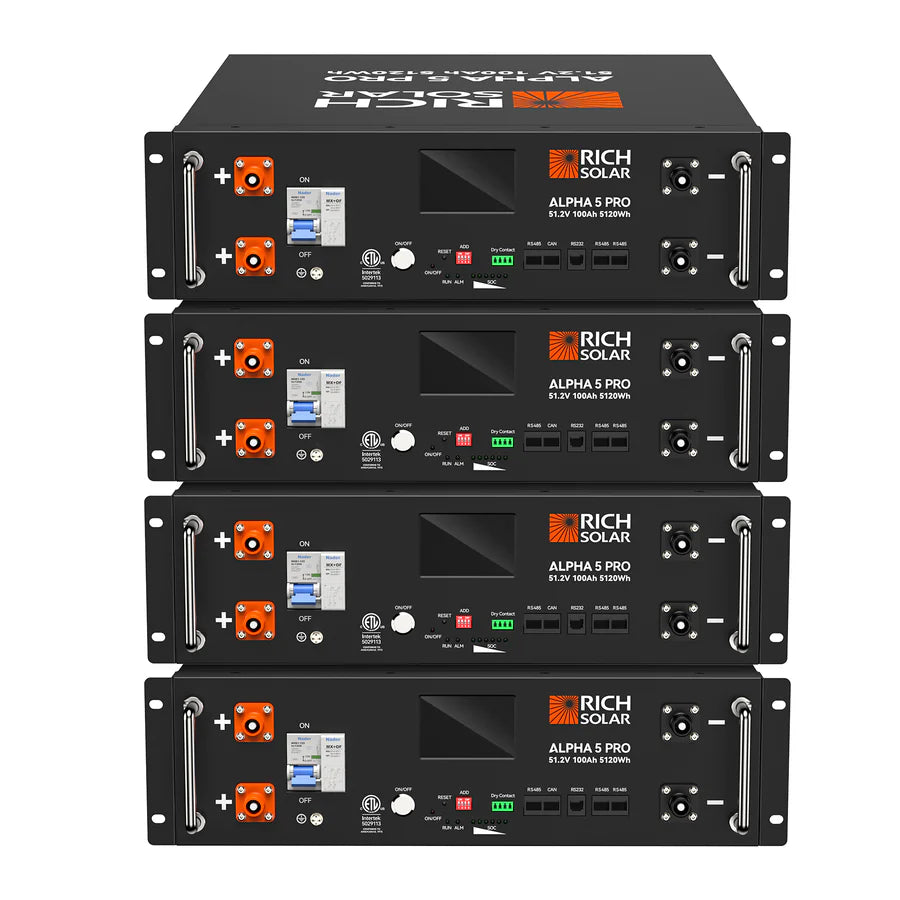 Rich Solar ALPHA 5 PRO 51.2V 100Ah LiFePO4 Lithium Iron Phosphate Battery - High Performance Deep Cycle Battery for Solar Energy Storage, RV, Marine & Off-Grid Power Systems