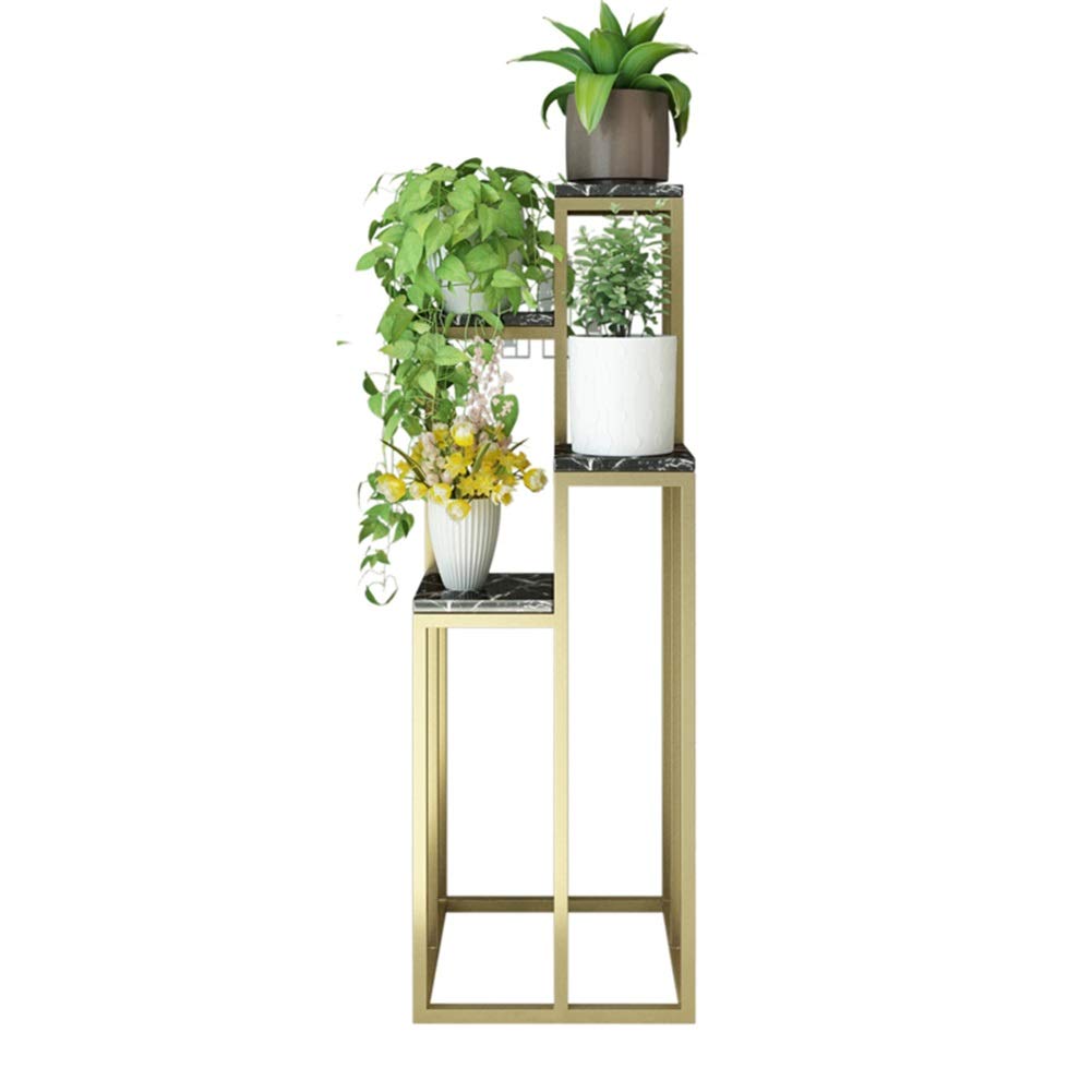 **Black & White Marble Plant Stand - 3-Tier Metal Flower Holder for Indoor/Outdoor Plants, Succulents - 2 Colors, 3 Styles (40x40x120cm) - Perfect for Home Decor, Living Room, Garden & Office**