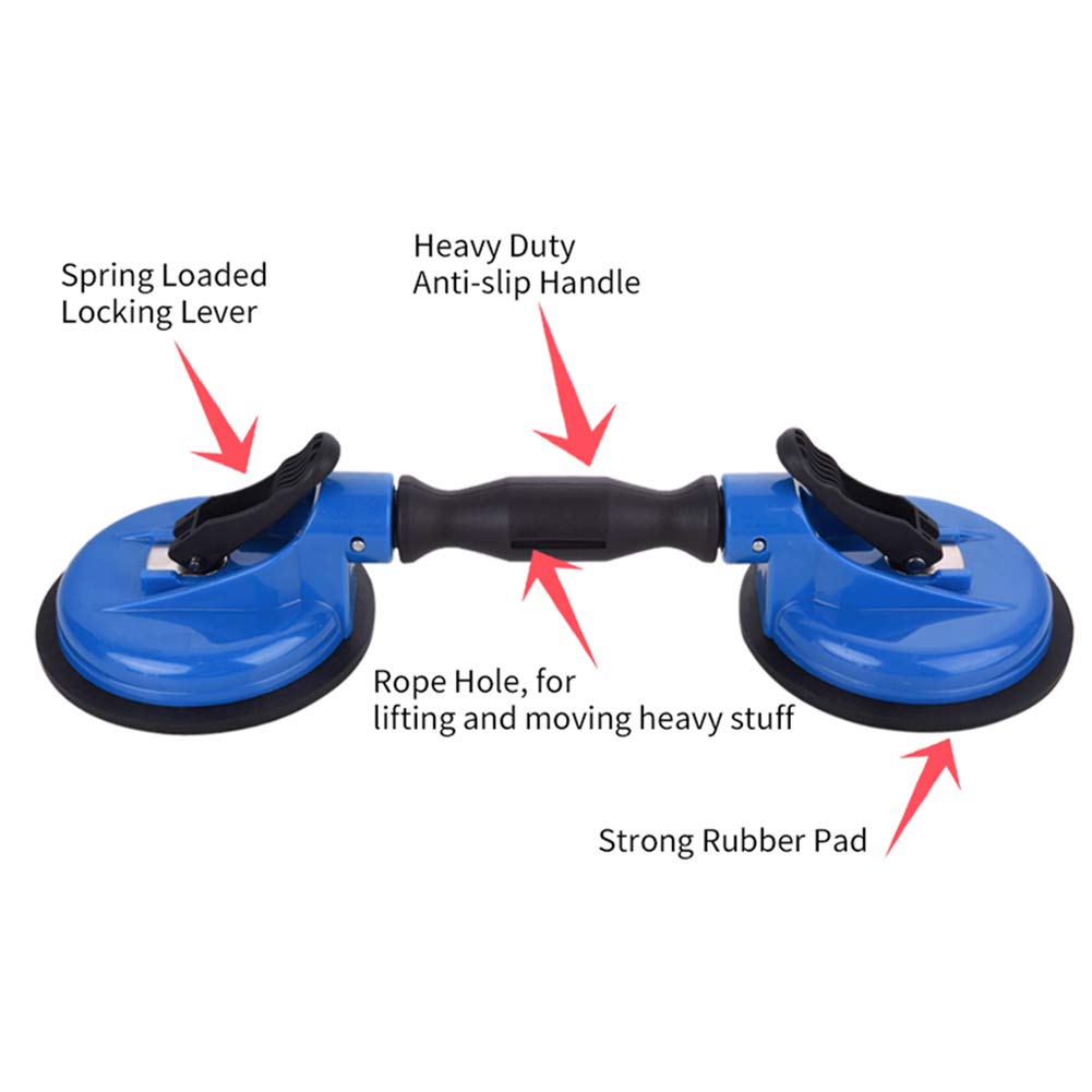 IMT Heavy Duty Glass Suction Cup 2 Pack - 260lb Vacuum Lift Plate with Adjustable Handle for Auto Windshield Installation, Tile & Mirror Moving - Perfect for Glass Workers, Auto Repair & Home Renovation Projects