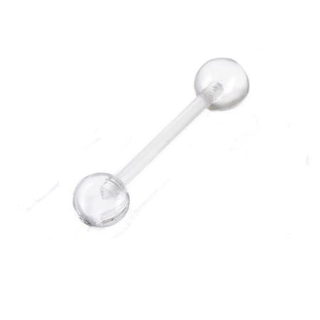 14G Clear Acrylic Tongue Barbell Retainer - Body Jewelry for Piercing, Comfortable & Hypoallergenic - Perfect for Work, Sports & Everyday Wear