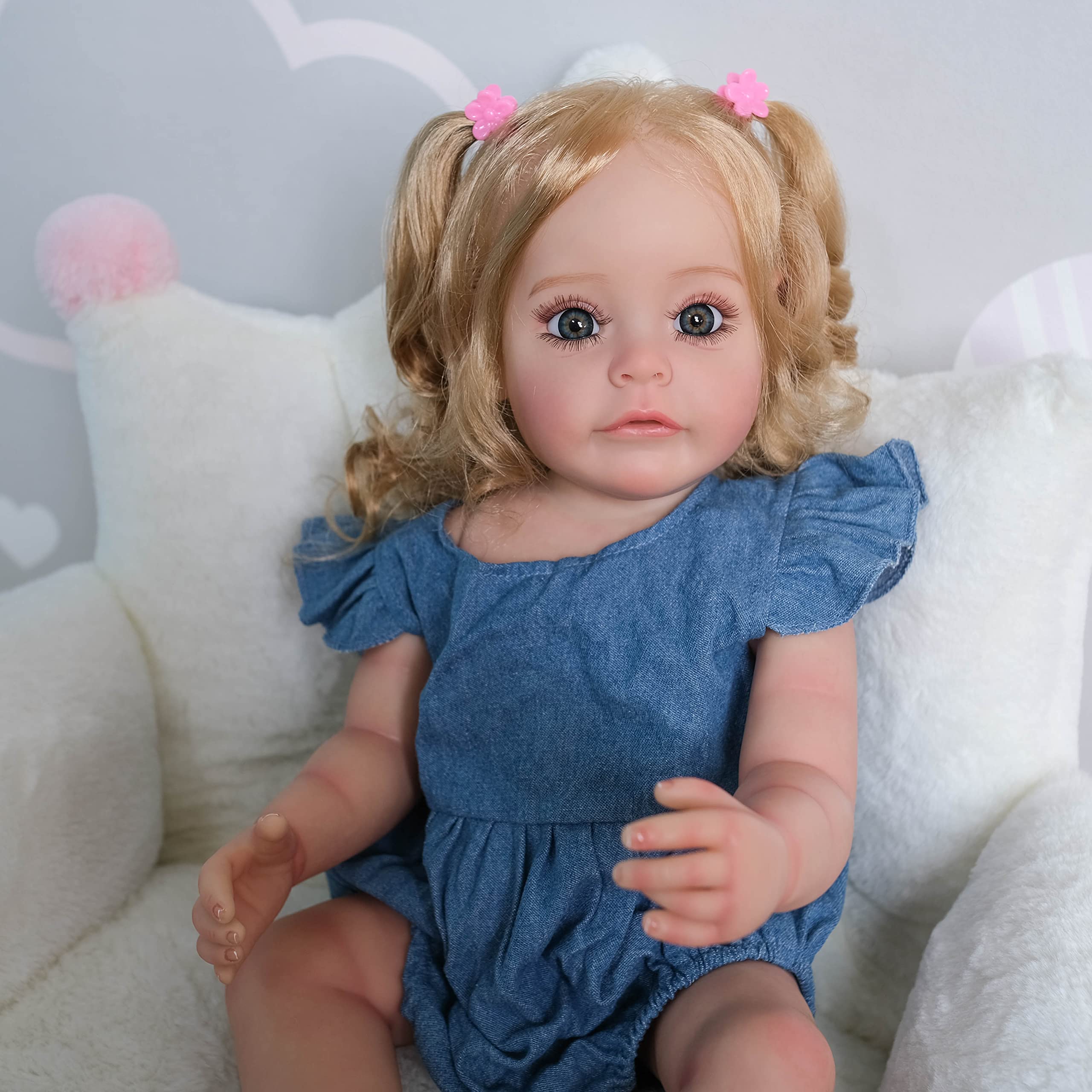 22 Inch Realistic Silicone Reborn Baby Doll - Lifelike Newborn Toddler Girl Toy with Full Body, Washable & Safe for Kids | Perfect for Role Play, Gift Giving, and Collectibles