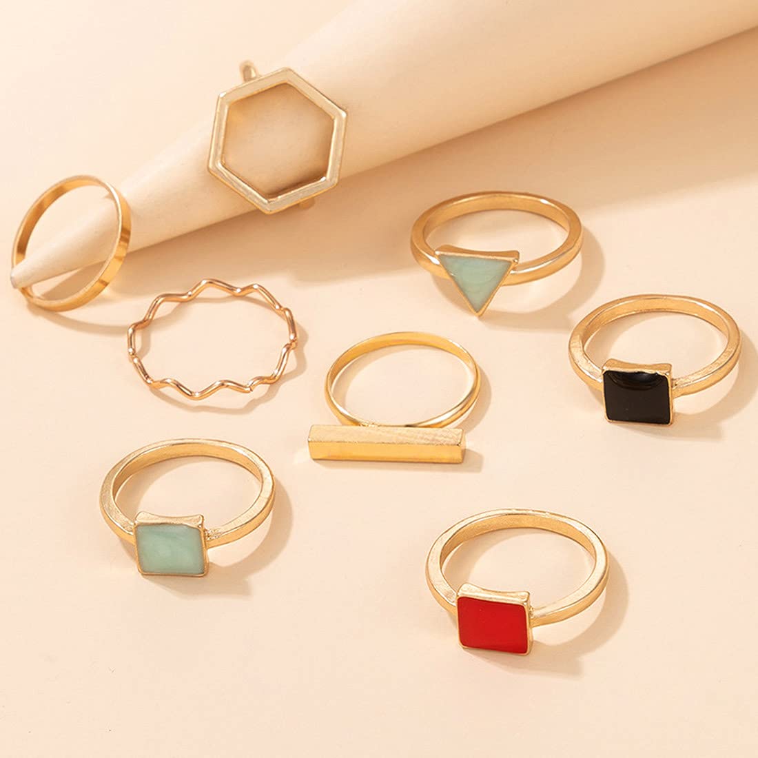 Fashionable Yellow Chime Rings for Women & Girls - Gold & Silver Plated Aesthetic Knuckle Ring Set | Elegant Stackable Rings | Perfect Birthday Gift for Her | Great for Parties, Date Nights & Everyday Wear