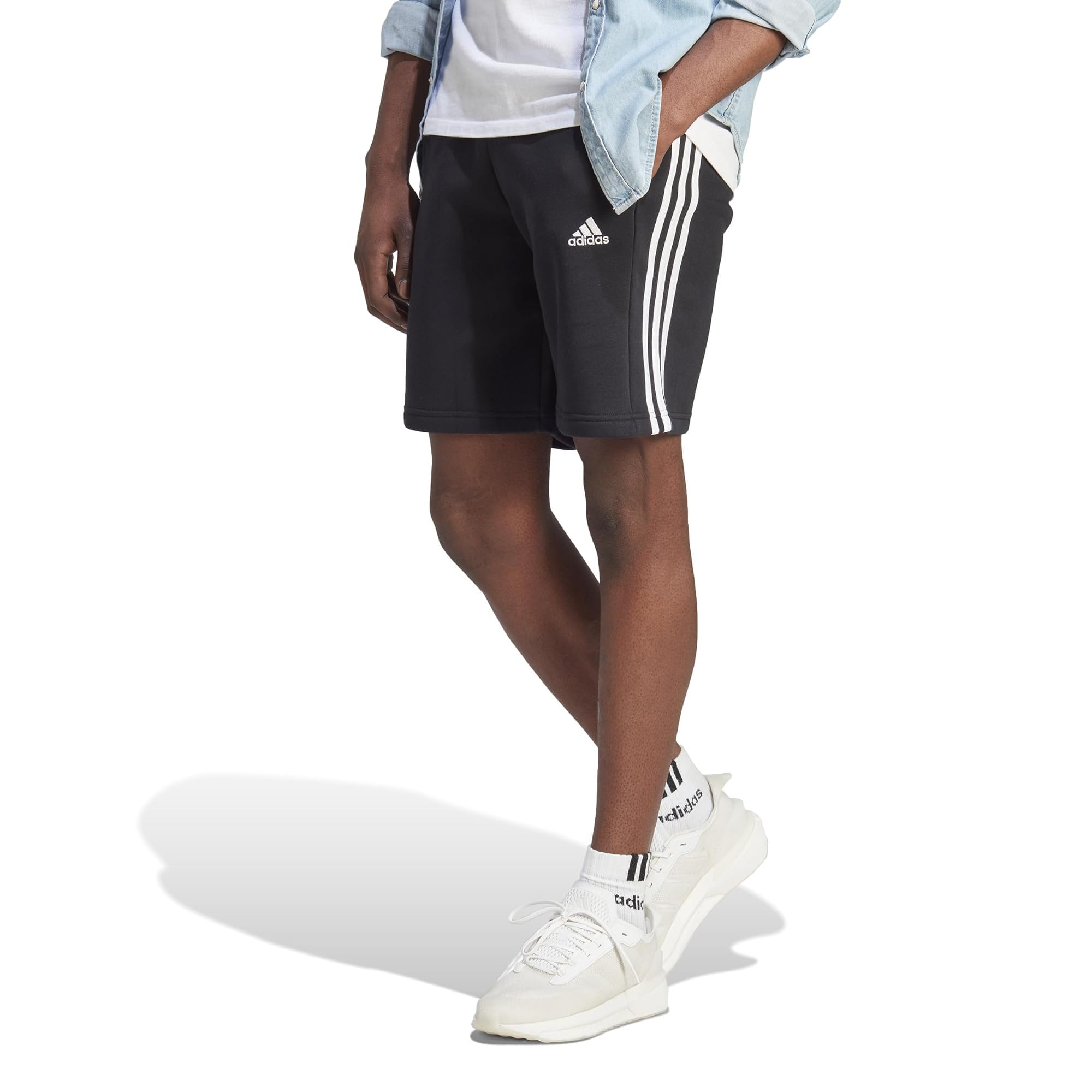 Adidas Men's Essentials 3-Stripes Fleece Shorts - Comfortable Athletic Shorts for Running, Gym & Lounge - Perfect for Workouts, Casual Wear & Relaxation