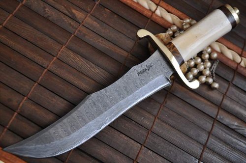 Perkin Knives KN3 - Handmade Damascus Steel Hunting Knife with Leather Sheath - Perfect for Outdoor Adventures, Camping, and Survival Gear