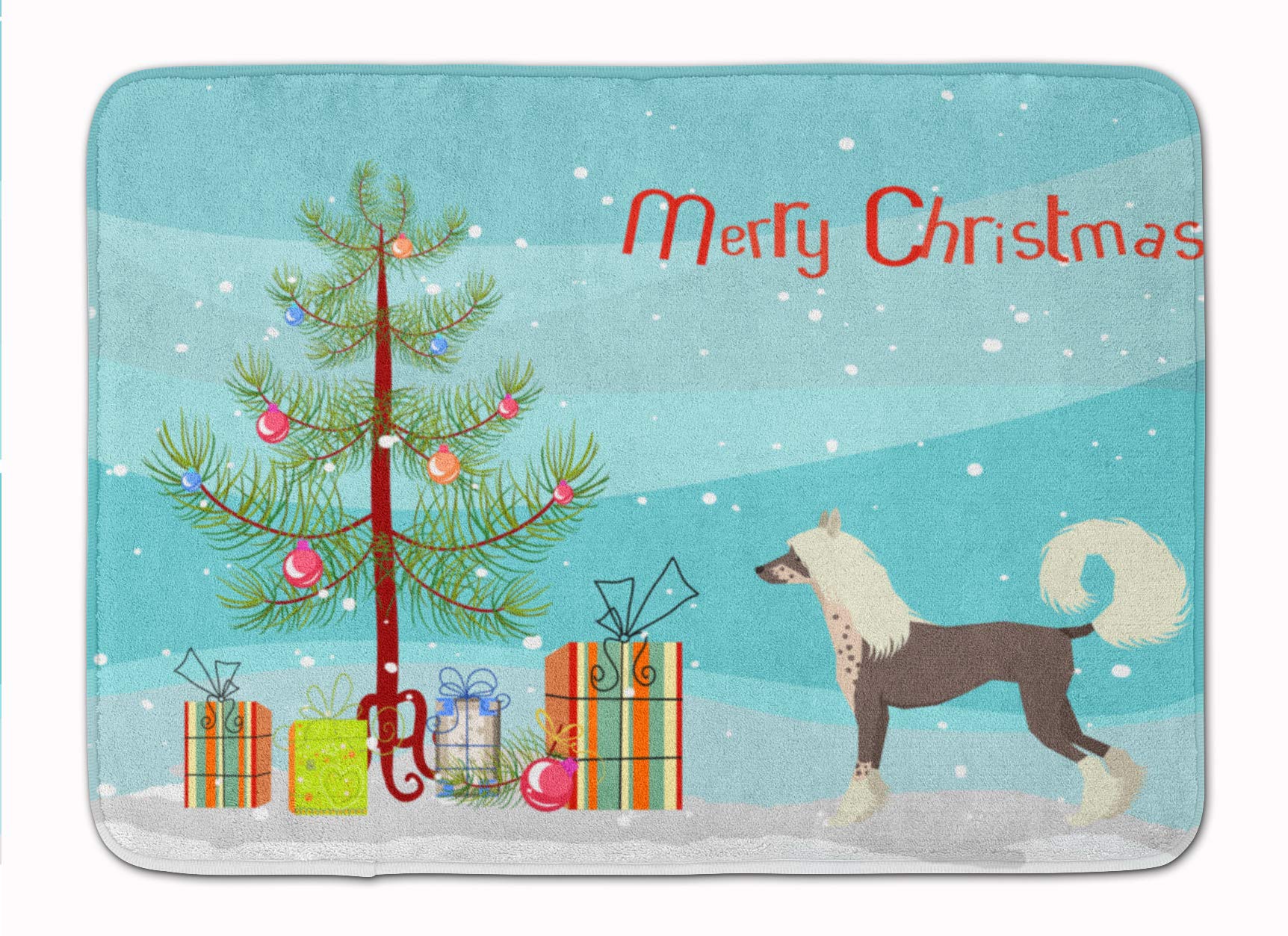 Chinese Crested Christmas Tree Non-Slip Bath Mat - Machine Washable Memory Foam Rug for Bathroom & Kitchen - Quick Dry Durable Decorative Floor Mat - Perfect for Holiday Decor, Bathroom Safety & Cozy Home Decor