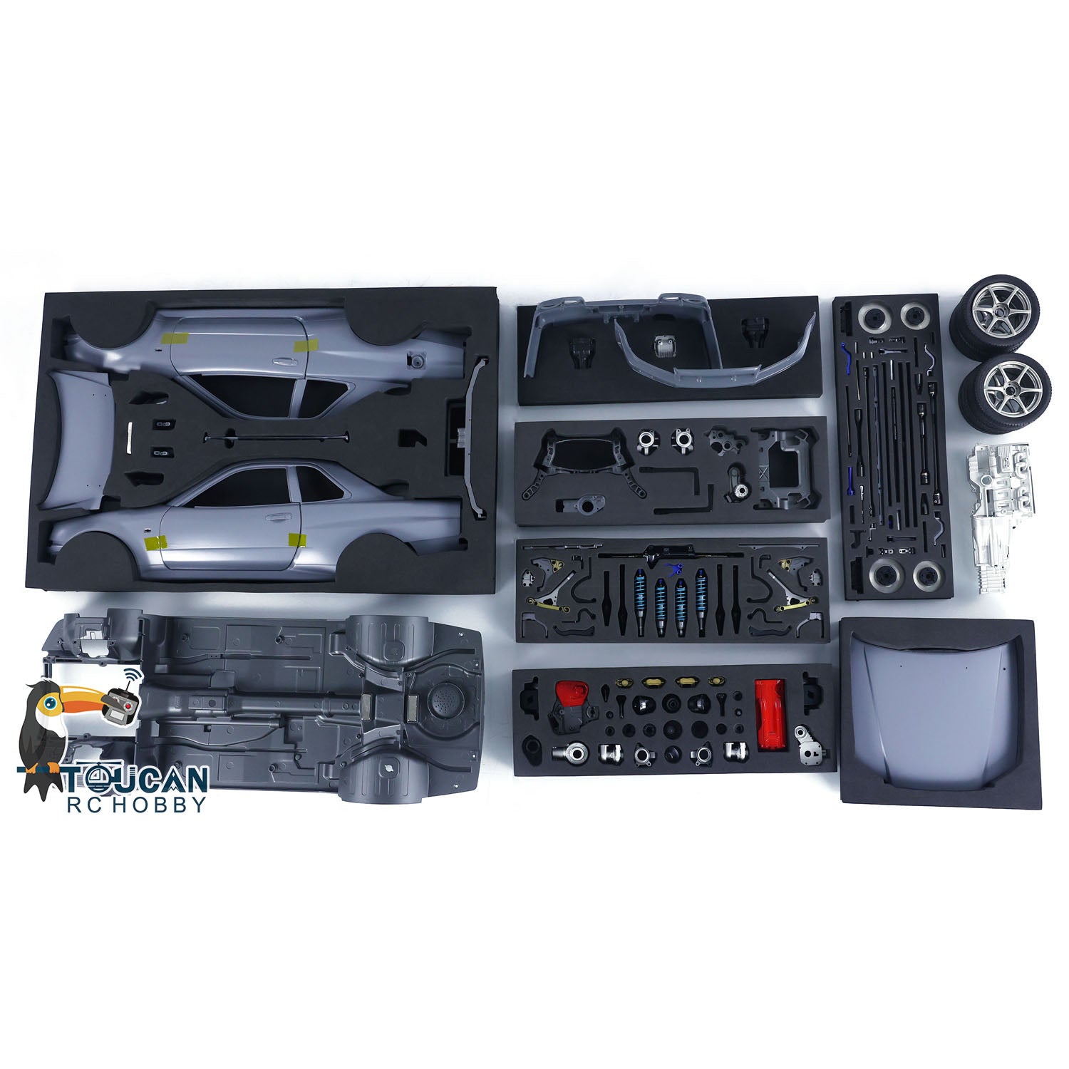 1/8 Scale Unassembled Metallic R34 RC Racing Car Kit - DIY Remote Control Drift Vehicle Parts for Hobbyists & Collectors | Perfect for Drift Racing, RC Car Shows & Model Building Projects