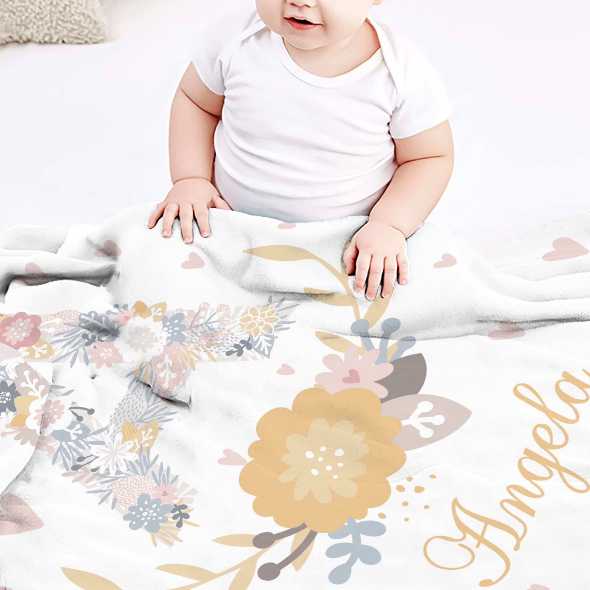 Personalized Baby Blankets for Girls & Boys - Custom Name Blanket for Newborns - Ultra Soft Baby Blanket - Kids Throw Blanket - Perfect Newborn Gift for Baby Showers, Christenings & Nursery Decor
