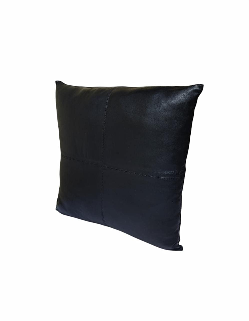 Premium Lambskin Leather Pillow Cover Set of 2 - 20x20 Inch Soft Decorative Throw Cushion Case for Sofa, Bed & Living Room - Black Luxury Home Decor Accent for Modern Interior Design