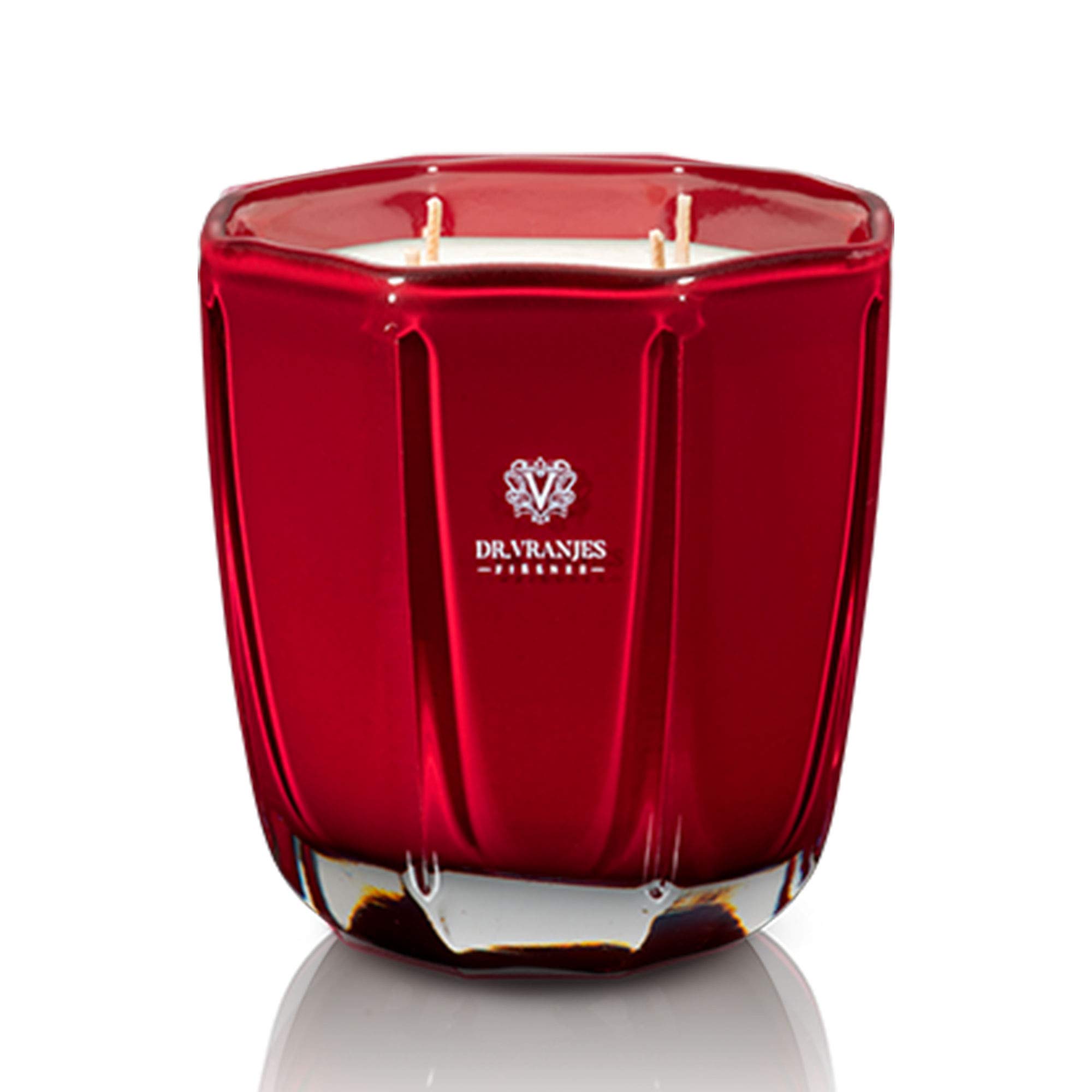 Dr. Vranjes Rosso Noble Scented Candle - 500g/18oz Handmade Italian Decorative Candle in Red Octagonal Glass Vessel | Luxury Home Fragrance for Living Room, Bedroom & Gift Giving