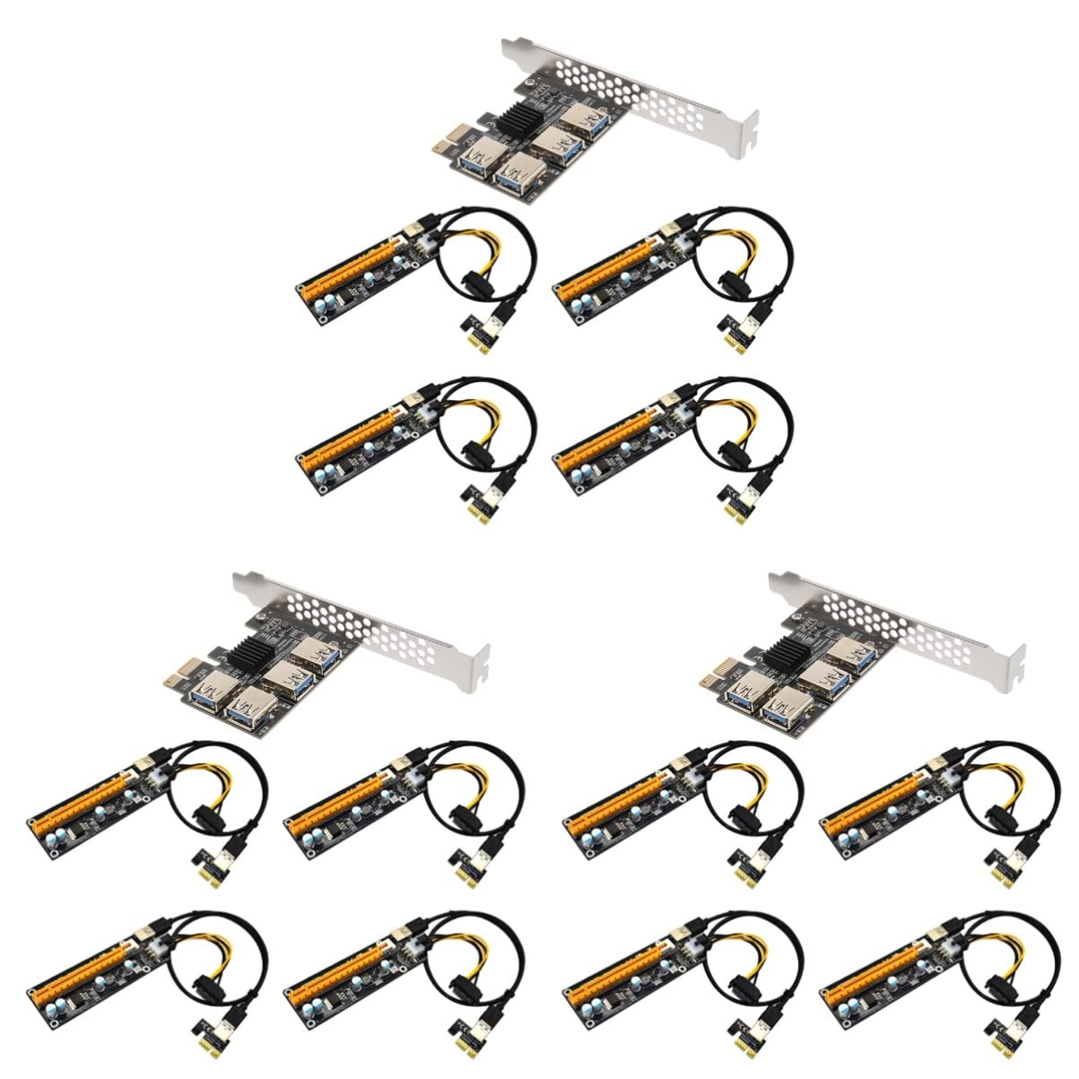 Mobestech 3 Sets PCI-E Mining Riser Adapter Card with USB Extender - GPU Mining Rig Accessories for Cryptocurrency Mining, Gaming PC Setup & Blockchain Hardware Expansion