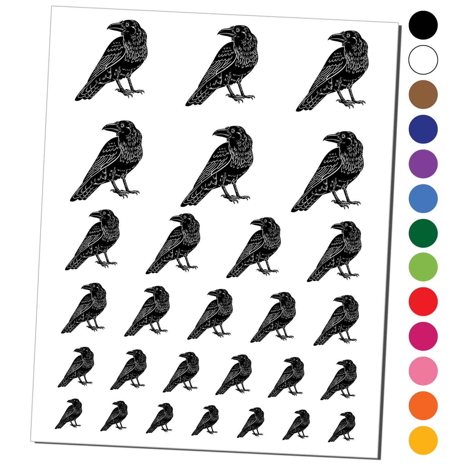 Elegant Black Raven Temporary Tattoo Waterproof Fake Body Art Set - Gothic Style Tattoo Stickers for Halloween, Cosplay & Parties (1 Sheet)
