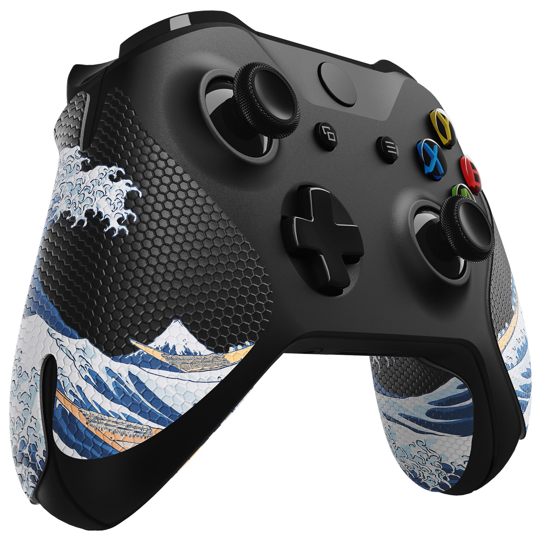 eXtremeRate The Great Wave Off Kanagawa Anti-Skid Sweat-Absorbent Controller Grip for Xbox One S & X, Xbox One Controller - Professional Textured Soft Rubber Pads Handle Grips - Perfect for Gaming, Streaming & Long Play Sessions - GX00170