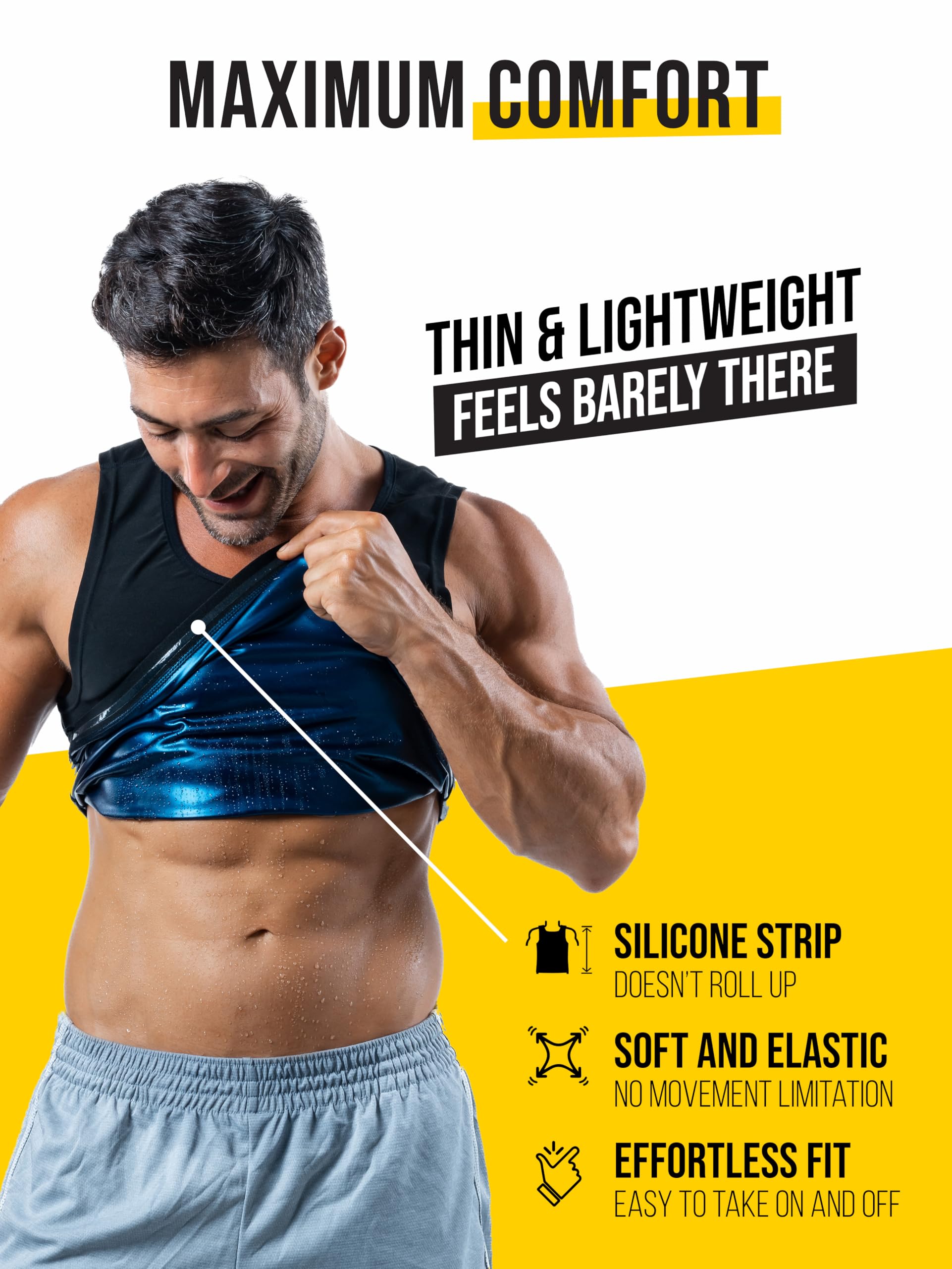 Men's Weight Loss Sauna Vest with Sweat & Compression Technology - Thermal Workout Vest for Men, XS to 7XL - Ideal for Gym, Running & Home Fitness Training