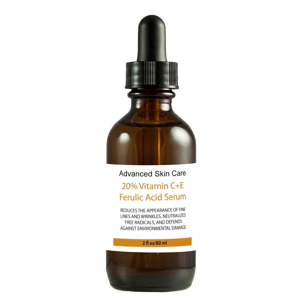 20% Vitamin C + E Ferulic Acid & Hyaluronic Acid Serum for Brighter Skin - Anti-Aging Treatment, Reduces Wrinkles & Sun Damage - 2oz (Compare to Obagi C) - Perfect for Daily Skincare Routine & Post-Sun Repair