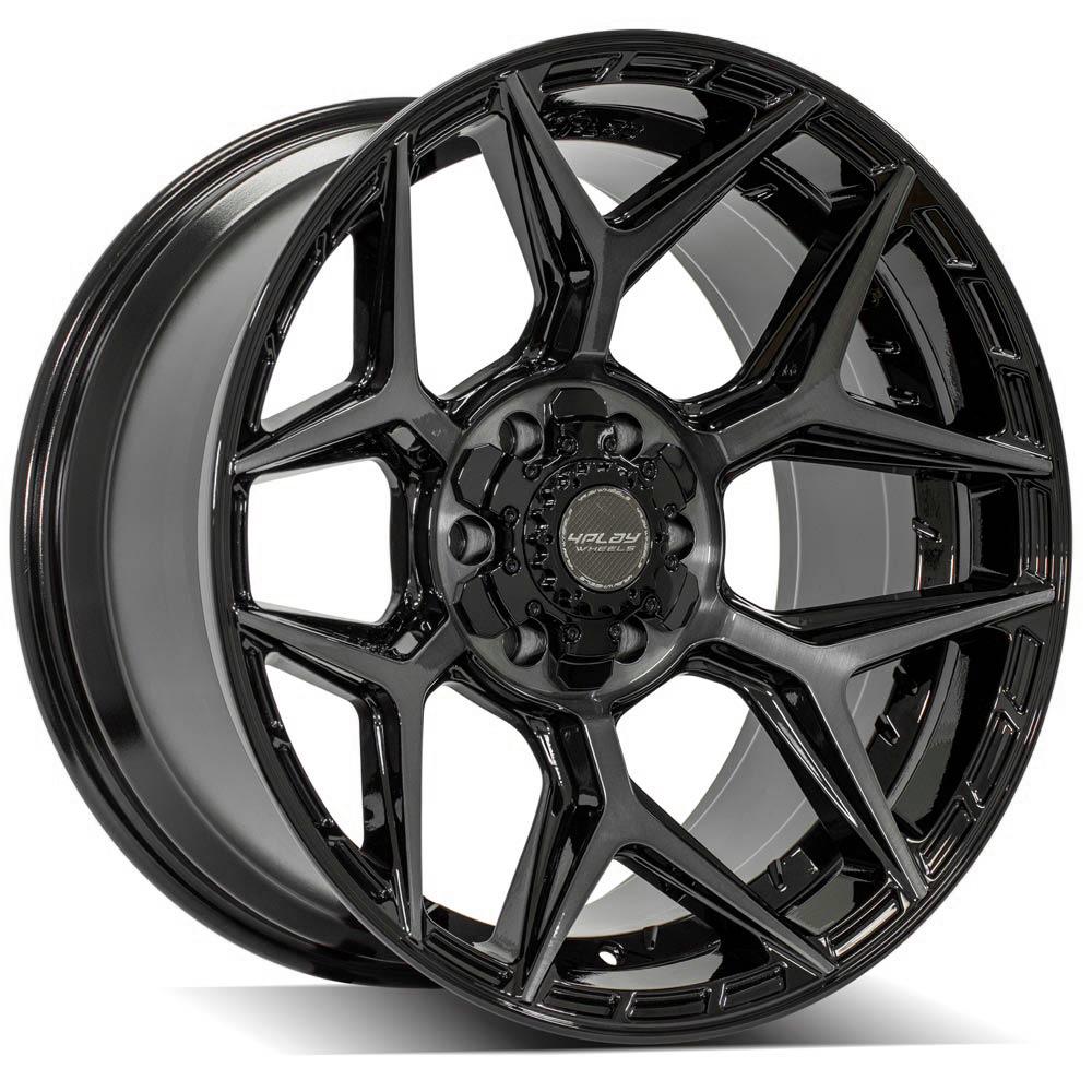 4Play Gen3 4P06 Gloss Black Wheels 20x10.0 - 18 Offset, 6x139.7/6x135mm Bolt Pattern, 106.1mm Hub - Brushed Face & Tinted Clear Finish for Trucks & SUVs - Off-Road & Street Performance