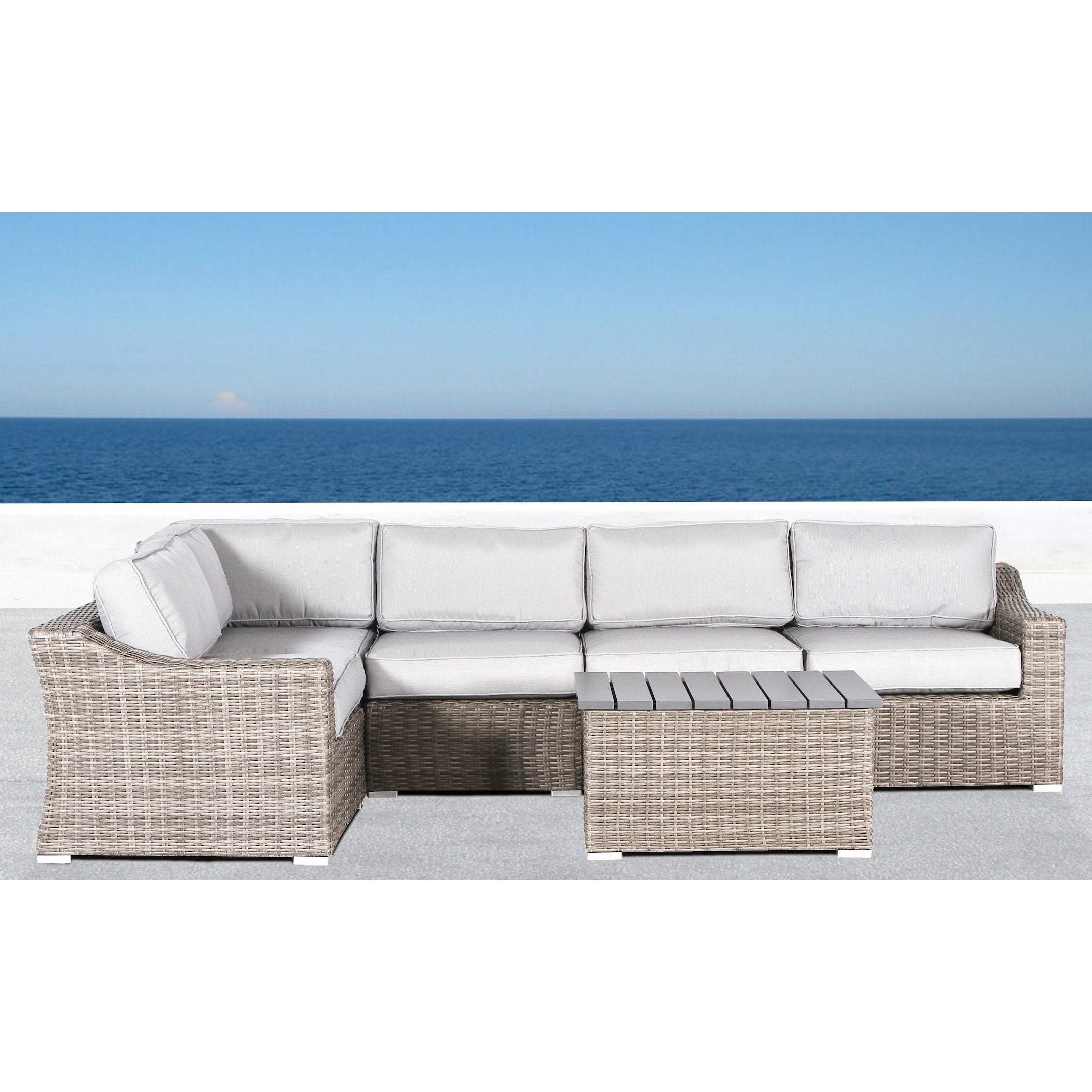 Premium Wicker Rattan Outdoor Patio Sofa Set with Cushioned Seats & Aluminum Frame - 6 Piece Resort-Grade Furniture for Backyard, Poolside, or Garden Relaxation (Marina Collection CM-4908)