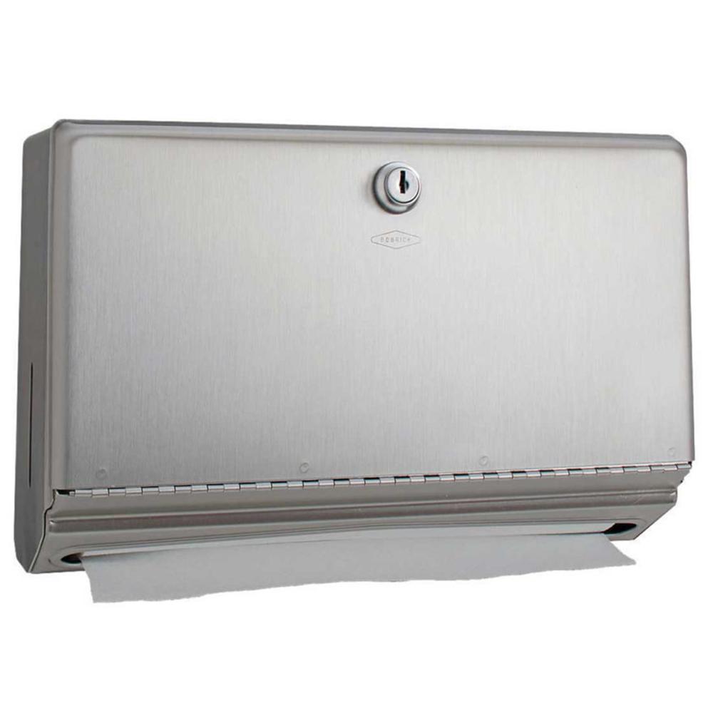 Bobrick B26212 ClassicSeries Paper Towel Dispenser with Tumbler Lock - Surface Mounted Satin Stainless Steel - Ideal for Restrooms, Kitchens & Commercial Spaces
