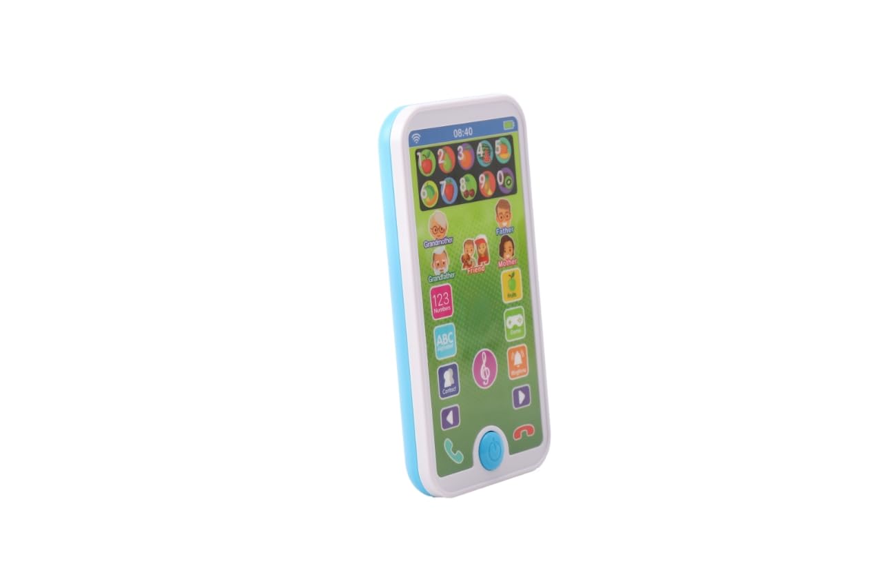 Skywin Kids Toy Phone (Blue) - Interactive Learning Cell Phone for Toddlers Ages 1-3 with 7 Educational Functions, Realistic Smartphone Pretend Play Toy - Perfect for Early Childhood Development & Role Play Scenarios