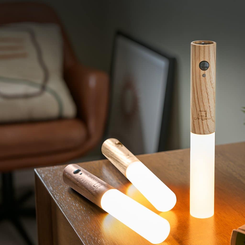GINGKO Smart Baton Motion Sensor Light - Natural White Ash Wood LED Night Light for Hallway, Bedroom, Staircase & Closet