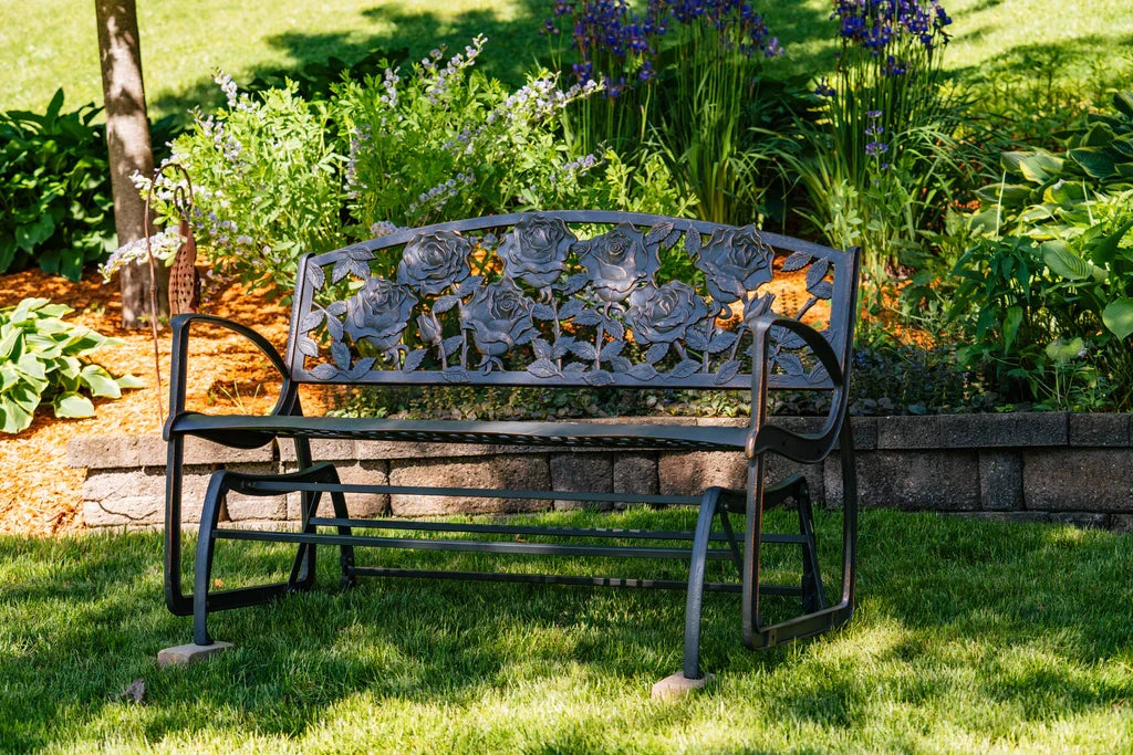 Outdoor Rose Glider Bench - Comfortable Patio Swing for Garden, Porch, and Backyard Relaxation | Perfect for Reading, Lounging, and Enjoying Nature