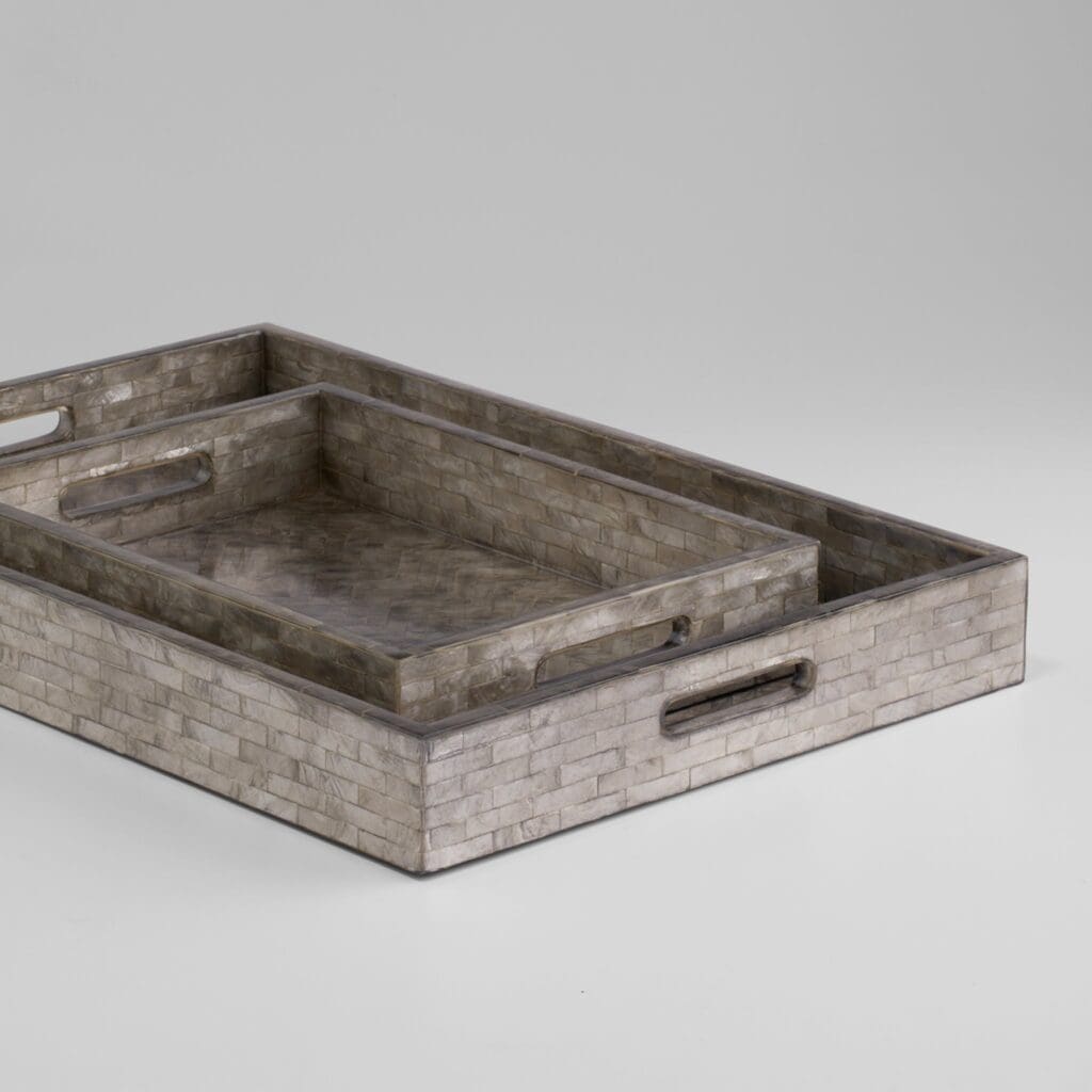 Cyan Design 11682 Triton Rectangle Serving Tray - Smoke Finish Small Decorative Tray for Home Decor, Dining Table, Coffee Table, or Bathroom Organizer