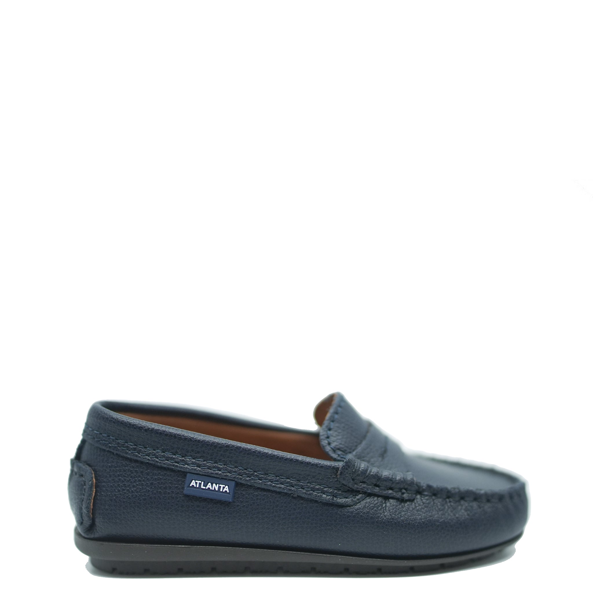 Atlanta Moccasin Navy Grain Penny Loafers for Men - Classic Comfortable Slip-On Dress Shoes for Business, Office & Formal Occasions