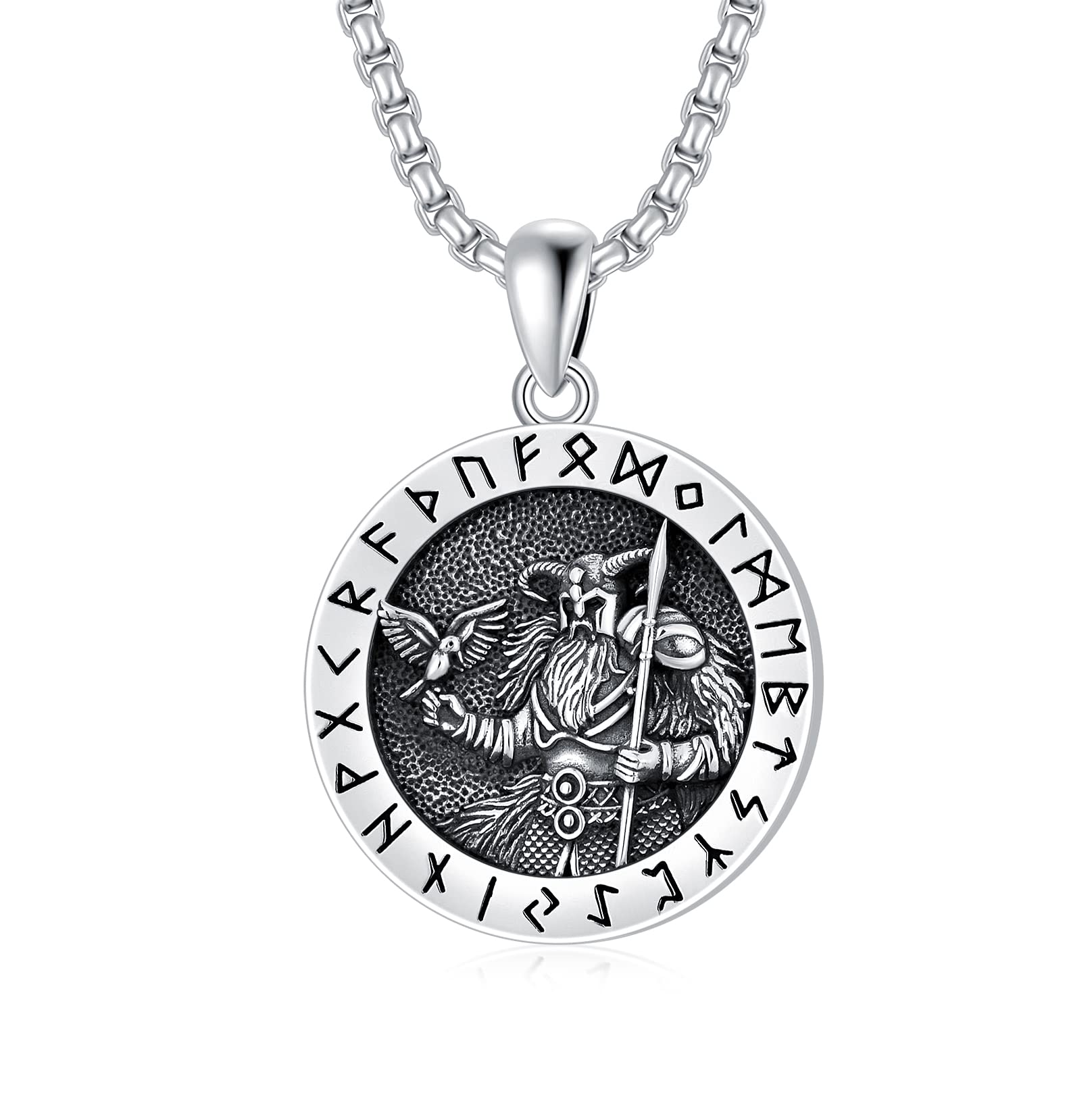 Viking Necklace for Men & Women - Norse Jewelry Sterling Silver Pendant with 2mm 22+2 Inch Rolo Chain - Perfect Gift for Birthday, Anniversary & Viking Enthusiasts (Includes Gift Box)