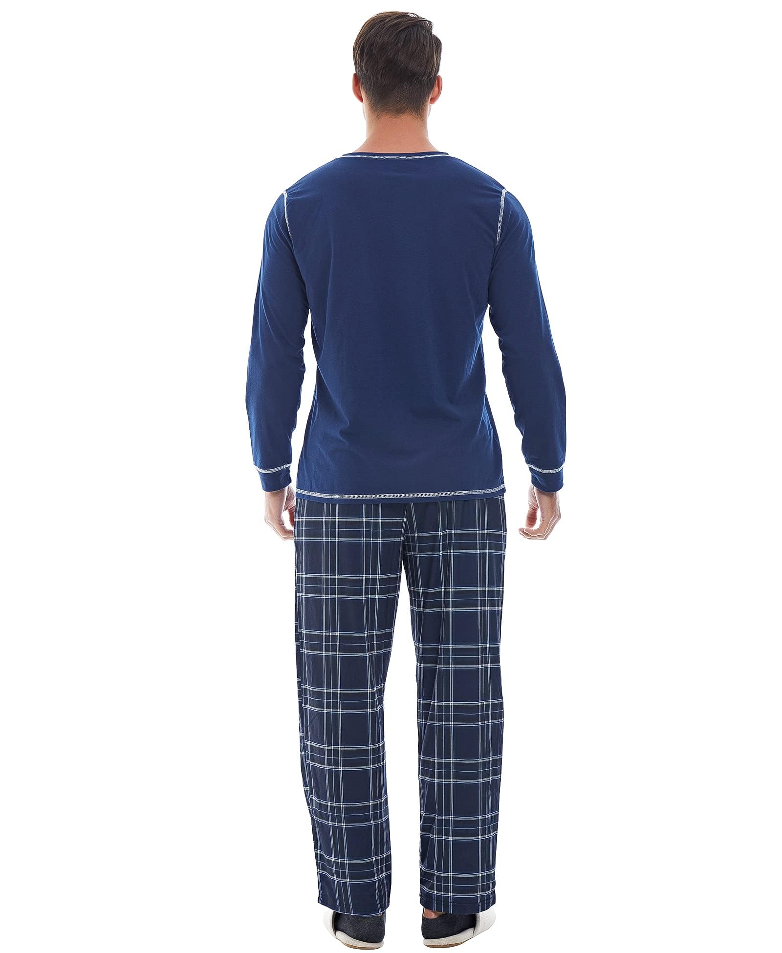 Yoimira Men's Soft Pajama Set with Pockets - Comfortable Sleepwear for Home & Lounge