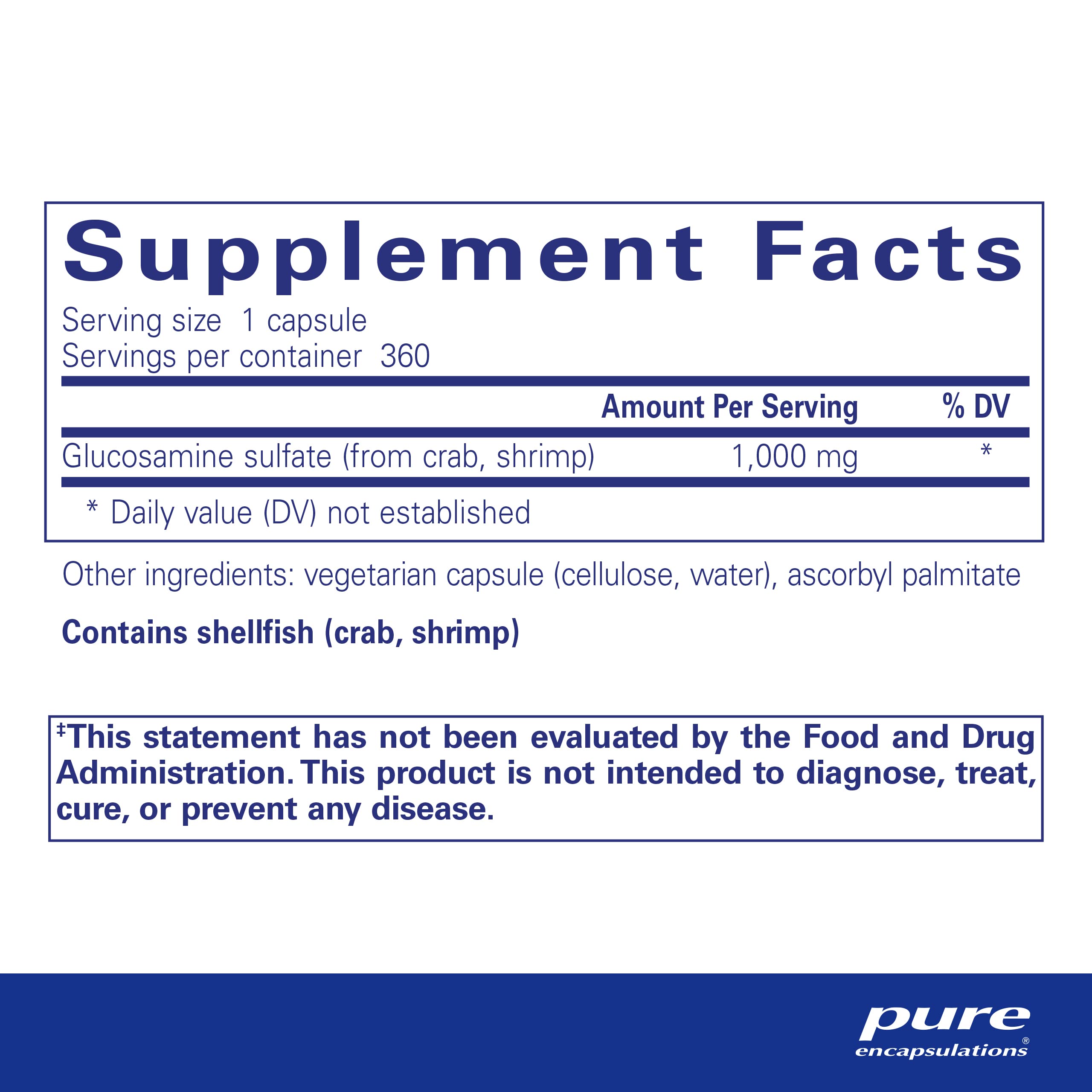 Pure Encapsulations Glucosamine Sulfate 1000mg - 360 Capsules for Joint Support, Mobility & Cartilage Health | Connective Tissue Supplement | Ideal for Athletes, Seniors & Active Lifestyles