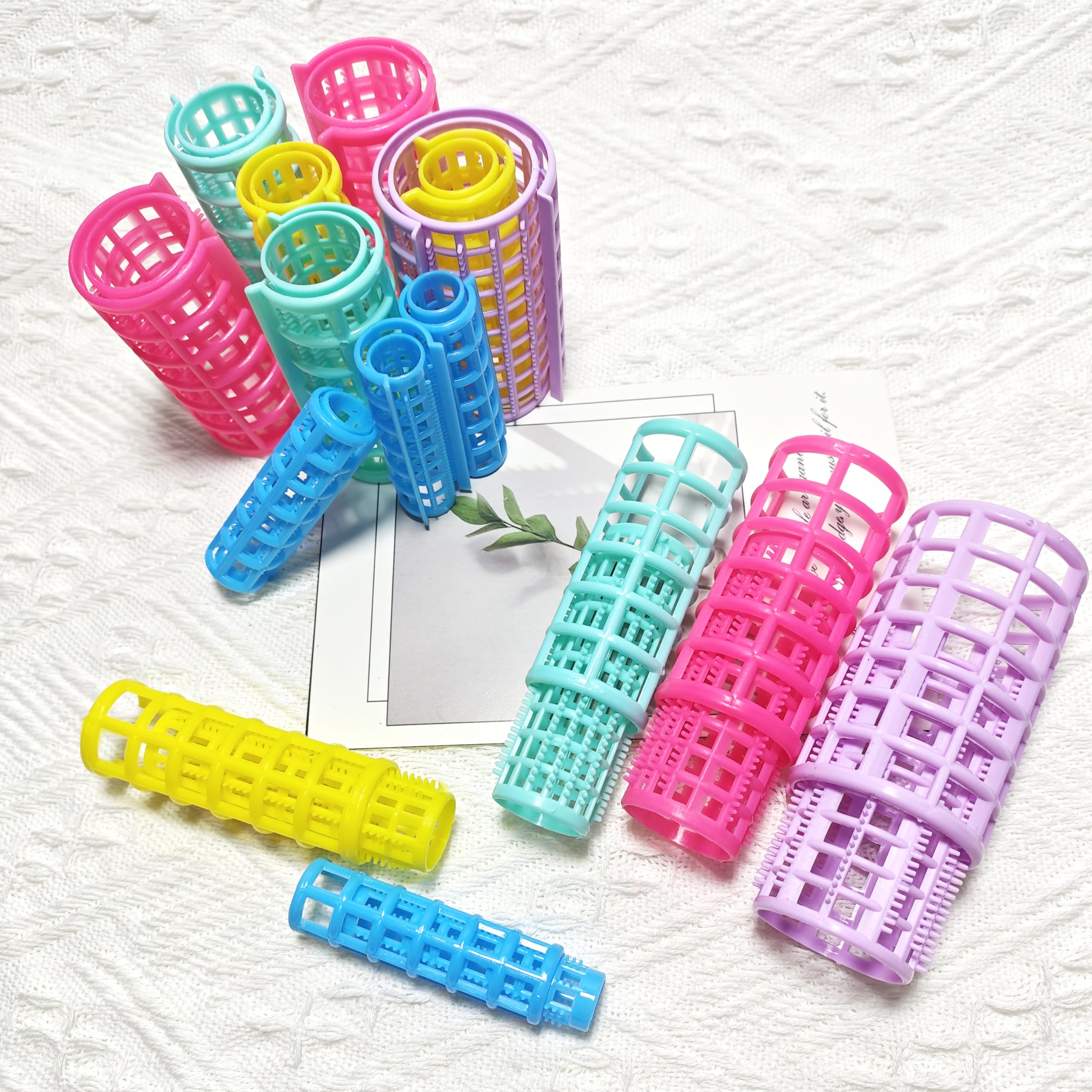 30Pcs Snap-on Self Grip Heatless Hair Rollers Set - No Heat Hair Curlers for Long, Medium, Short, Thin & Fine Hair with Mini Comb (5 Sizes) - Perfect for Overnight Styling, Salon-Quality Curls at Home