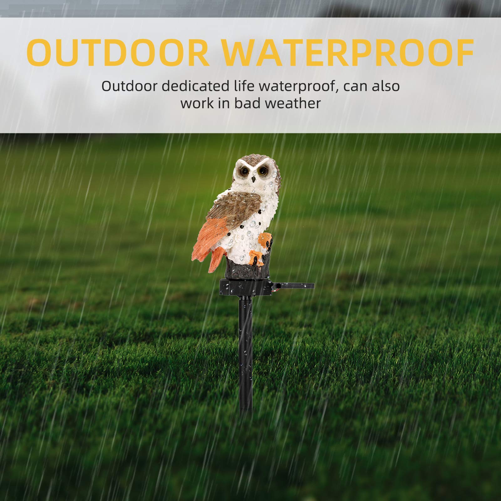 Solar Powered Owl Garden Lights - Waterproof Outdoor LED Solar Lights for Pathway, Lawn & Yard Decor - Durable Resin Stake Lights for Patio, Garden & Landscape Lighting
