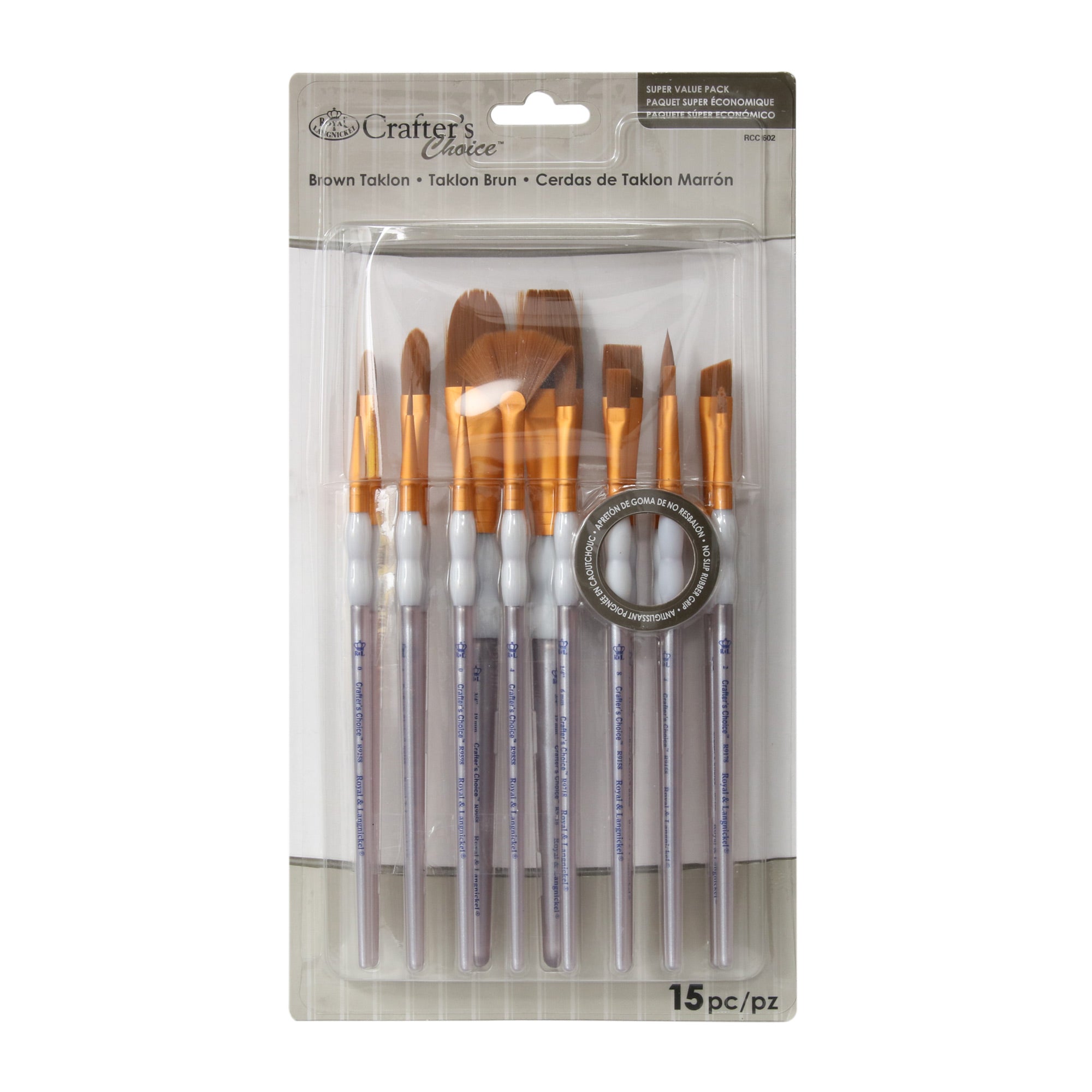 15 Pack Brown Taklon Assorted Paint Brushes for Acrylic, Watercolor & Oil Painting - Perfect for Artists, Hobbyists & DIY Crafts