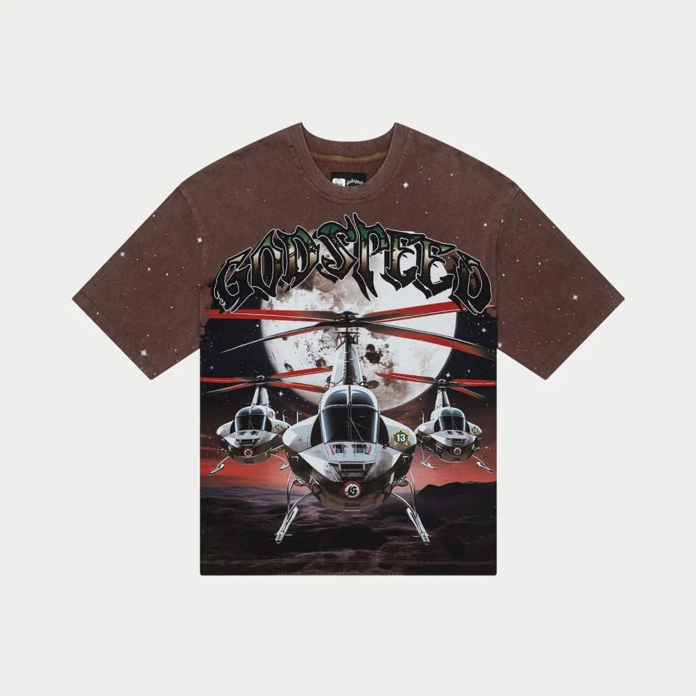 GODSPEED Air Strike Graphic T-Shirt for Men - Comfortable Cotton Tee in Brown | Casual Wear, Street Style & Everyday Outfits