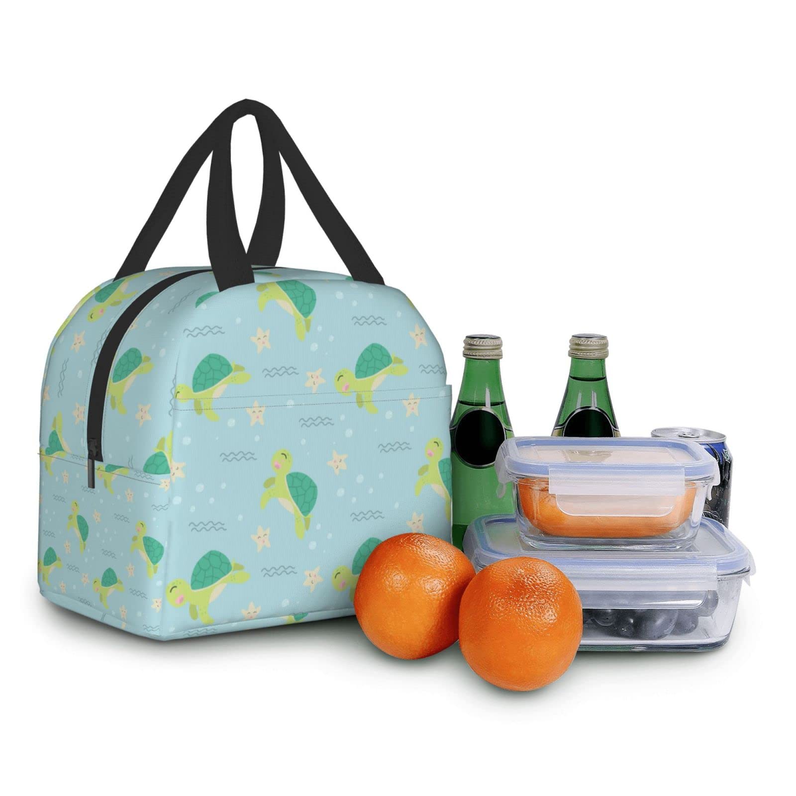 Insulated Lunch Box with Cute Turtle & Starfish Design - Reusable, Leak-Proof Meal Bag for Work, School, Travel & Picnic | Portable Food Container for Men & Women | BPA-Free & Easy to Clean