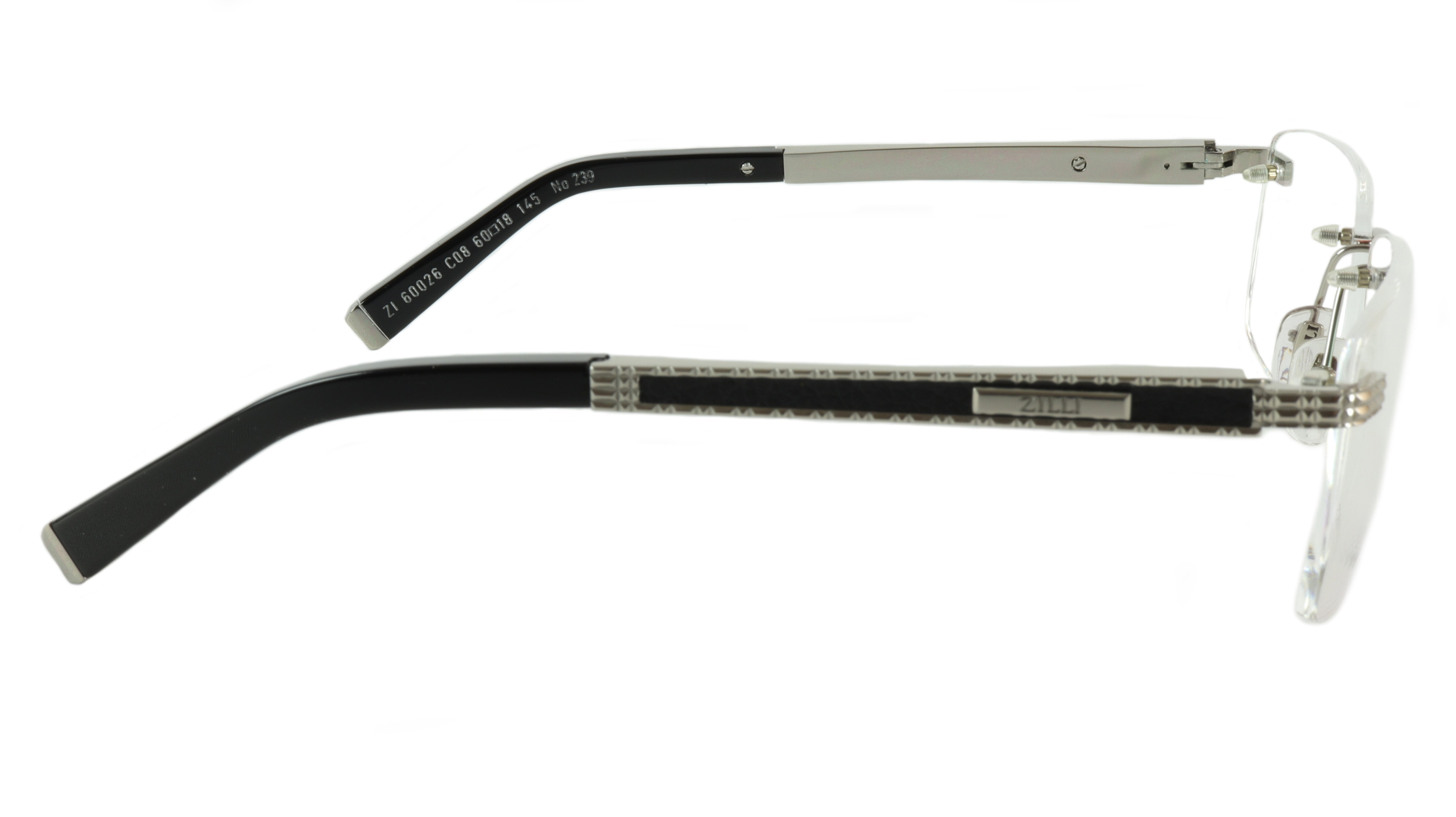 Premium ZILLI Eyeglasses Frame - Titanium & Leather Acetate Silver Frame - Handcrafted in France (Model ZI 60026 C08) - Perfect for Business, Luxury Fashion & Everyday Wear